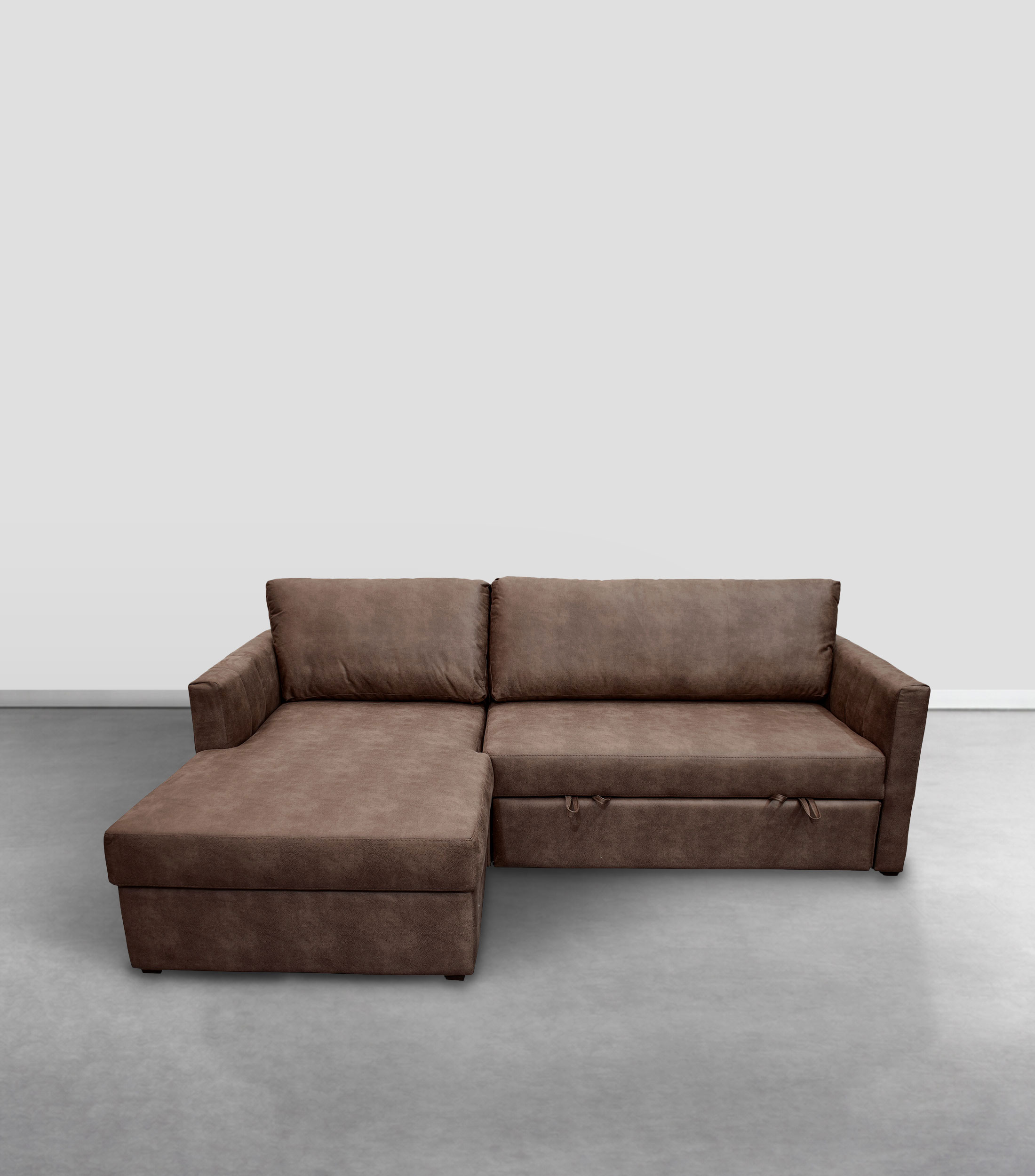 Sofá cama modular izquierdo en tela Midway chocolate