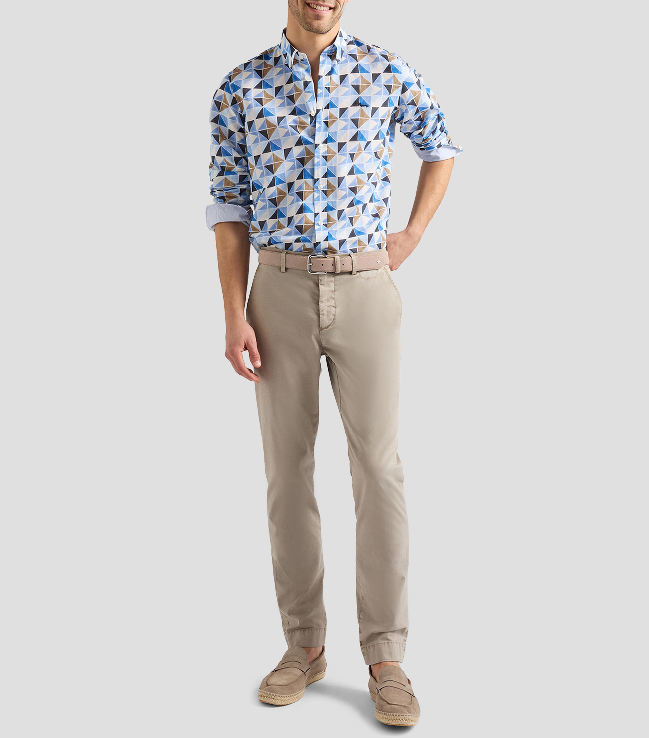 Camisa estampada manga larga Hombre