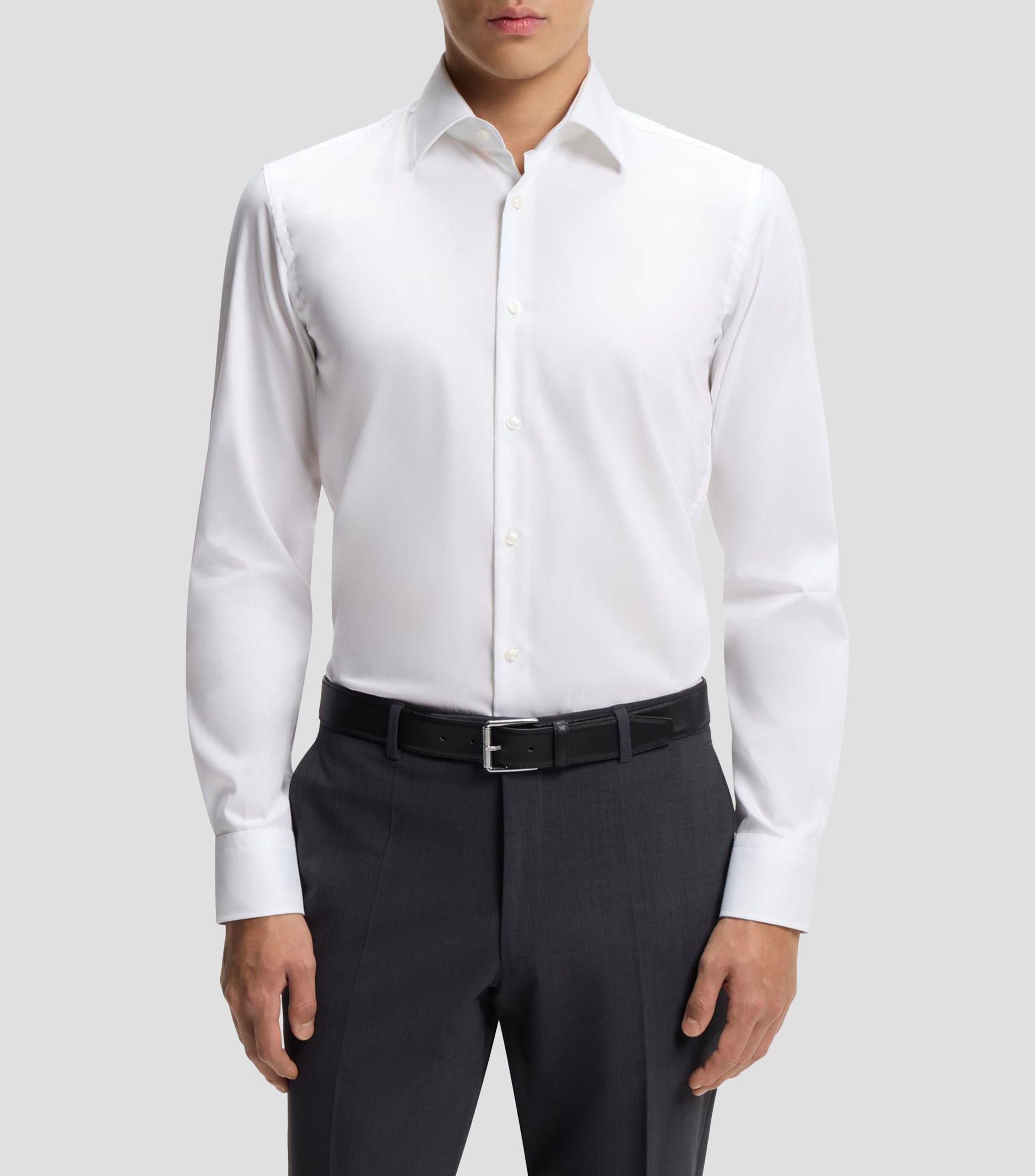 Camisa slim fit en popelín de algodón de planchado fácil Hombre