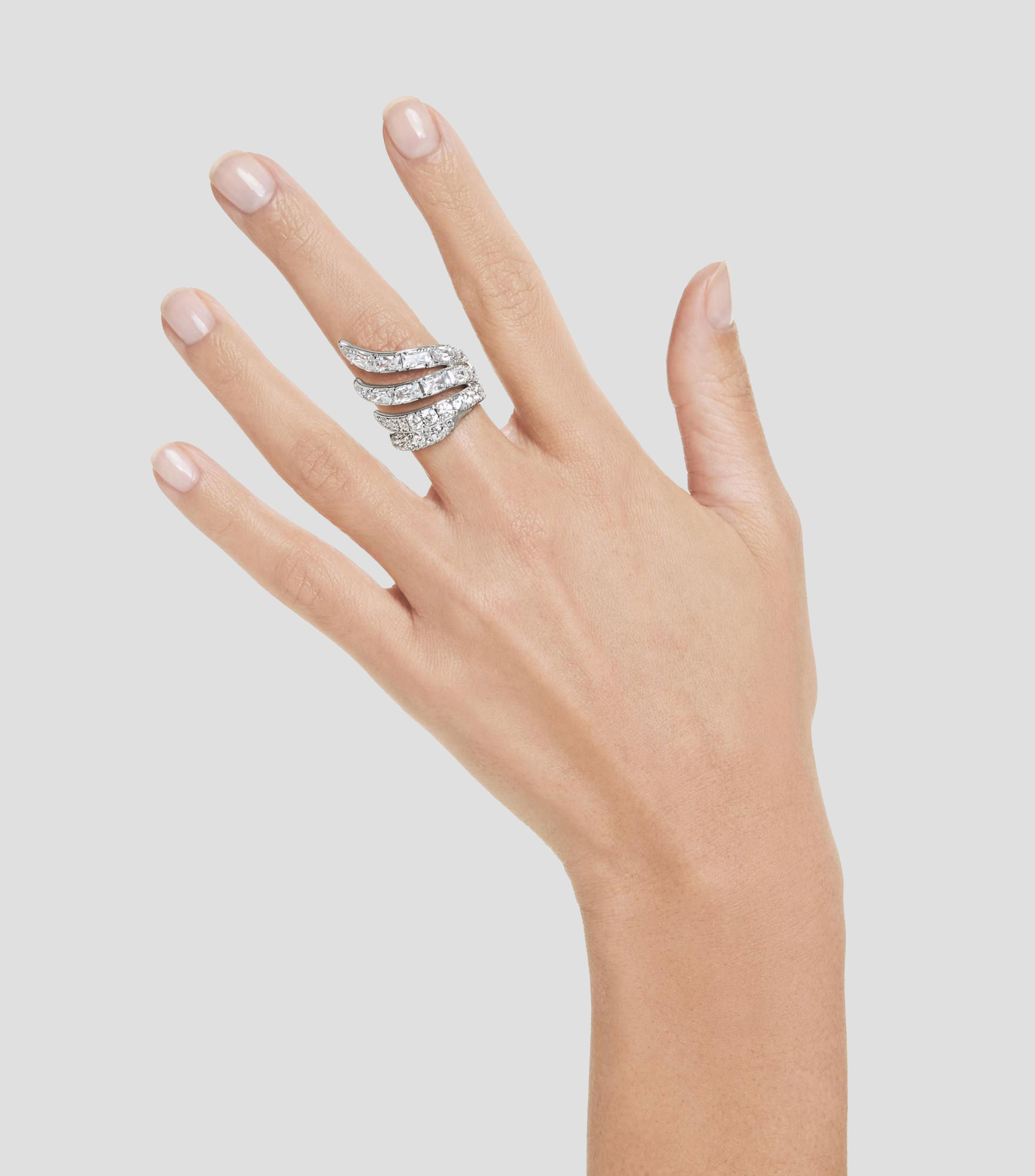 Anillo abierto con incrustaciones de cristales en corte baguette y circular Vienna Mujer