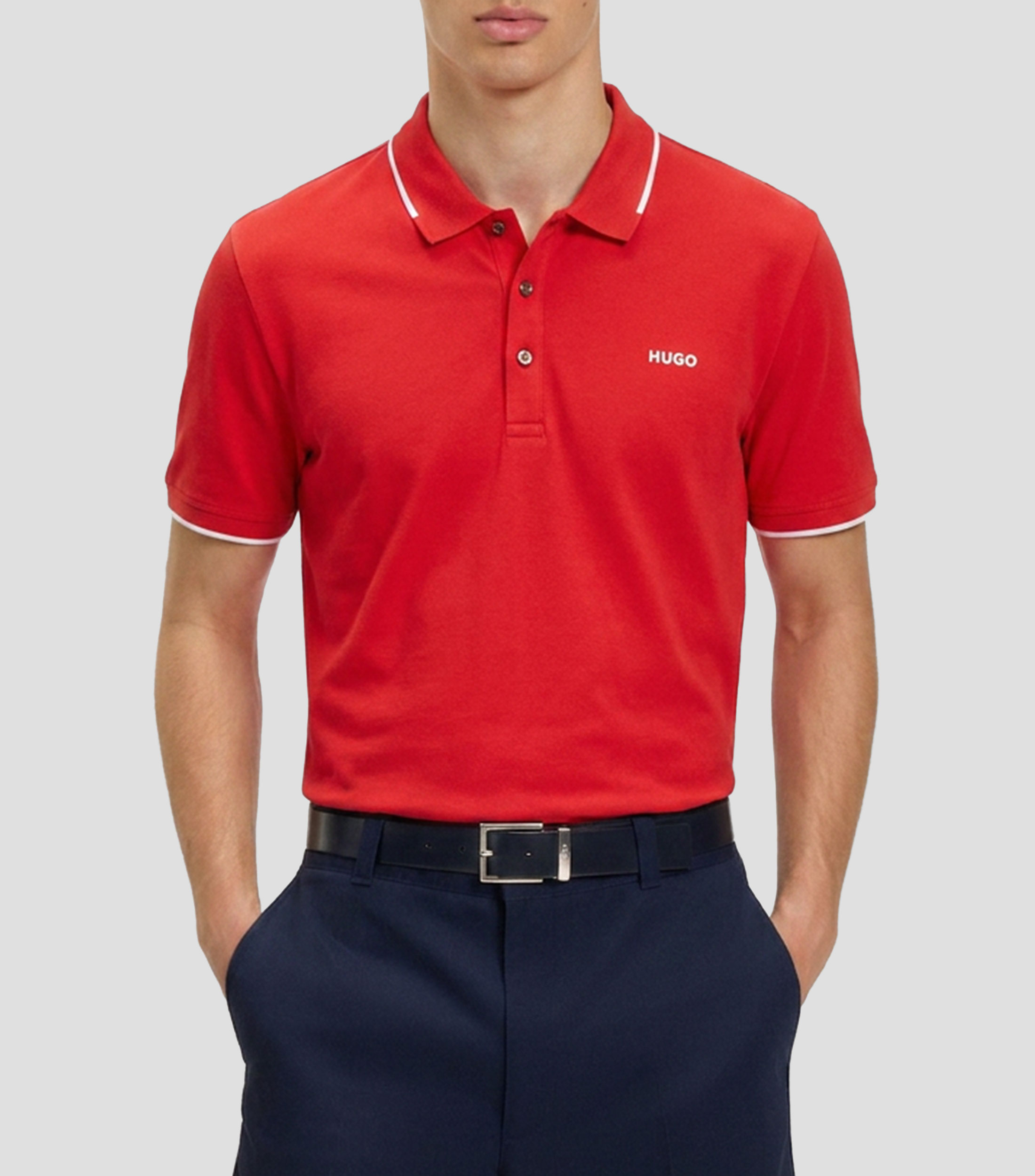 Playera tipo polo manga corta lisa Hombre