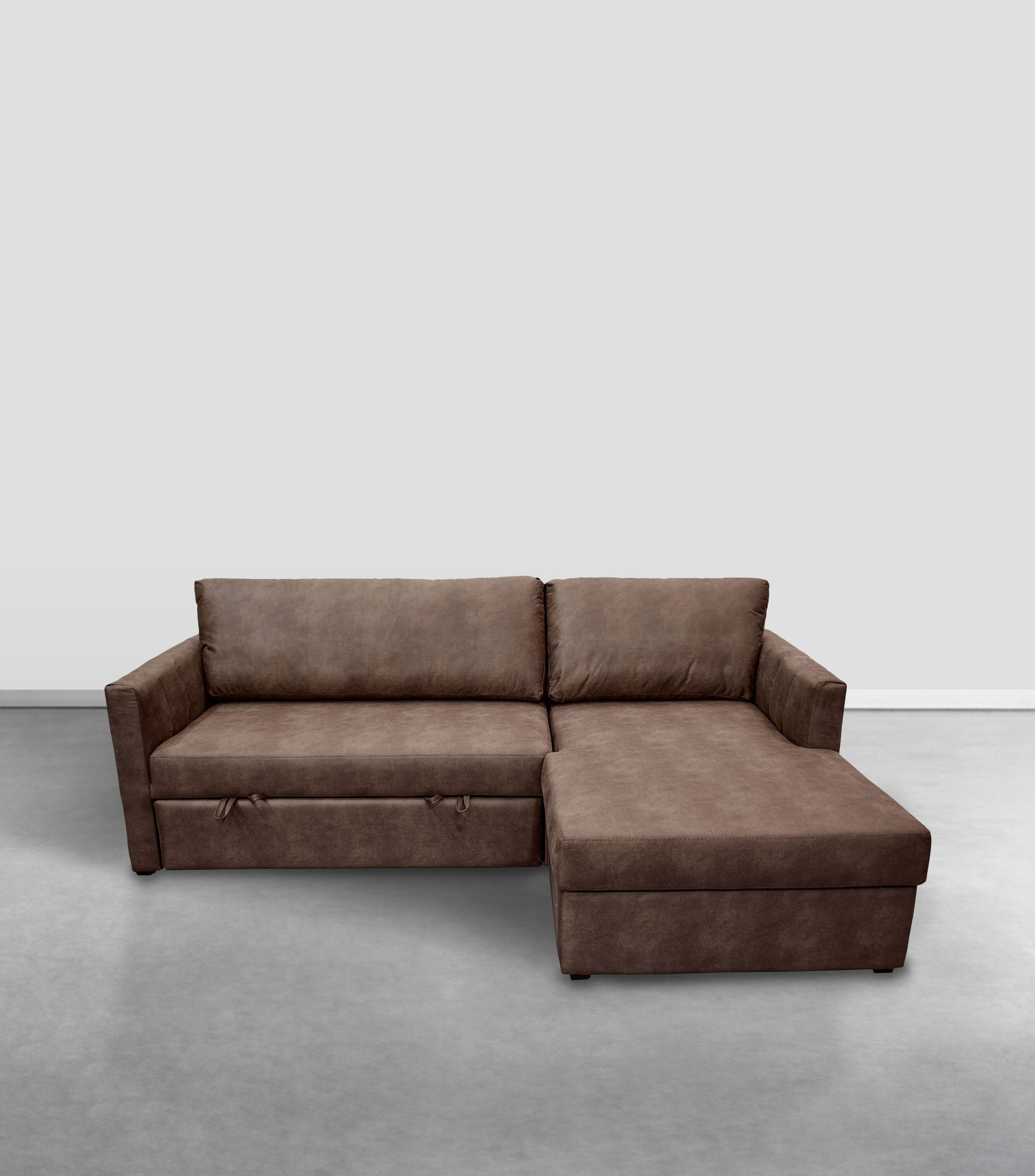 Sofá cama modular derecho en tela Midway chocolate