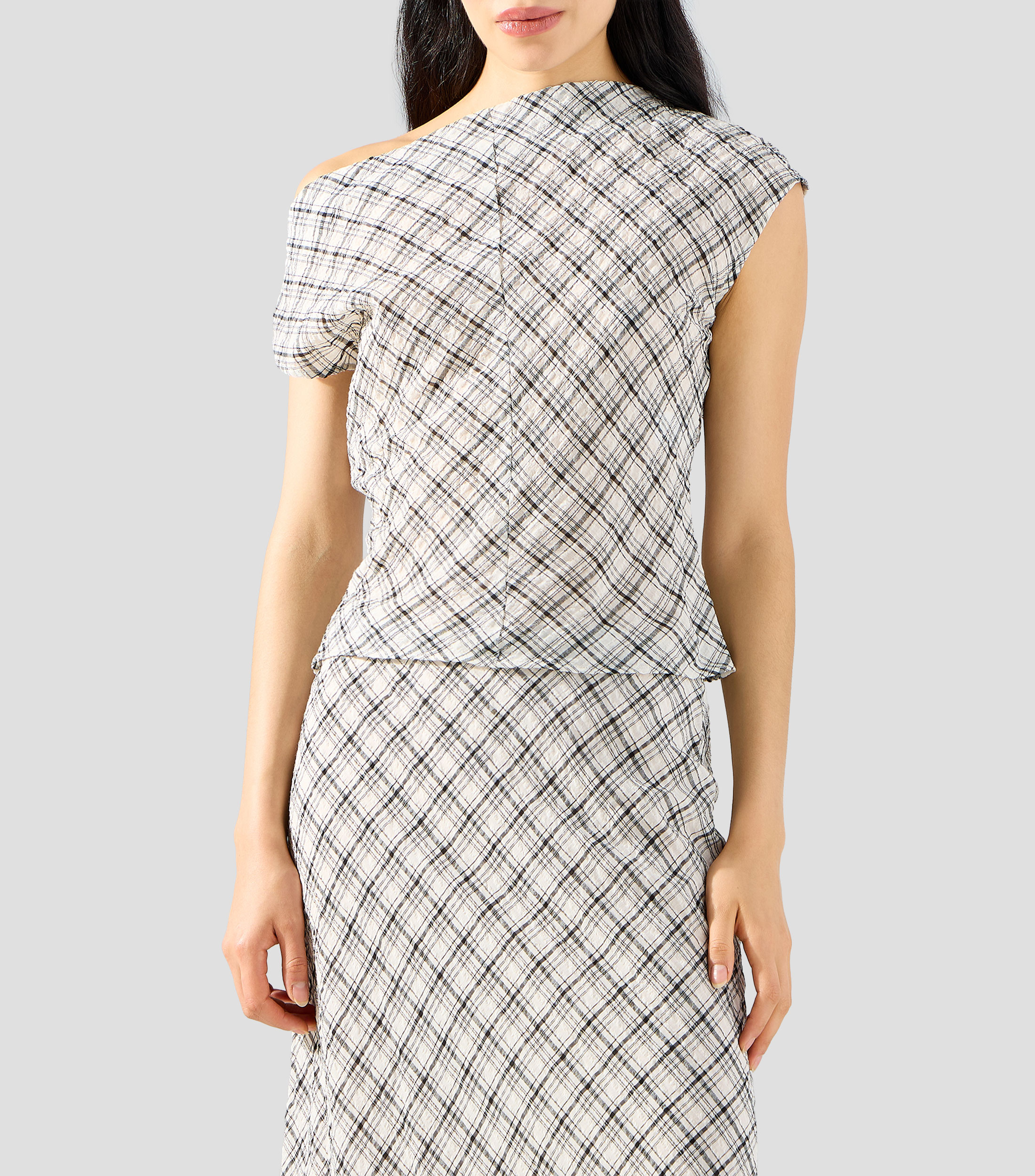 Blusa de cuadros sin mangas Mujer
