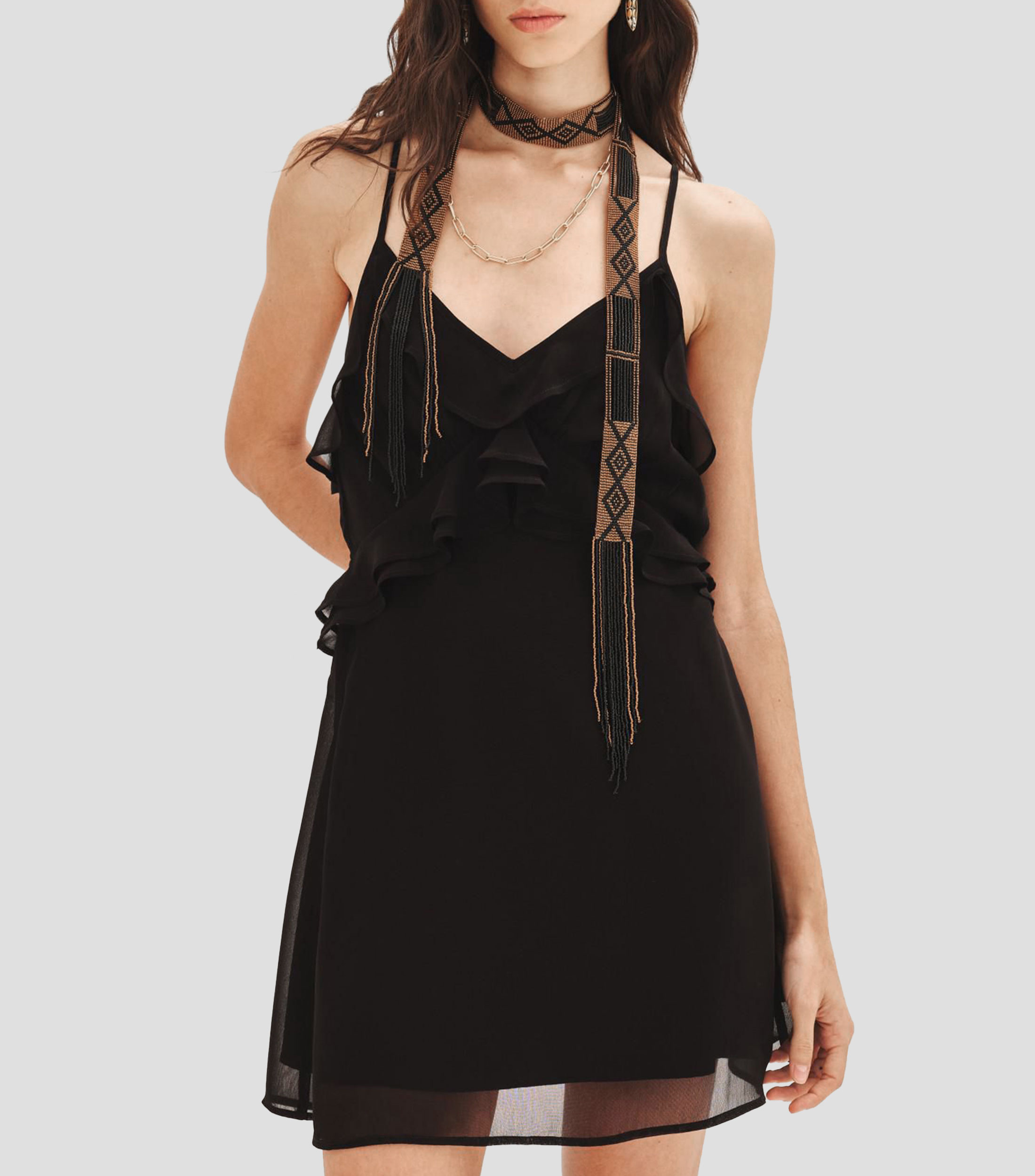 Vestido corto liso Mujer
