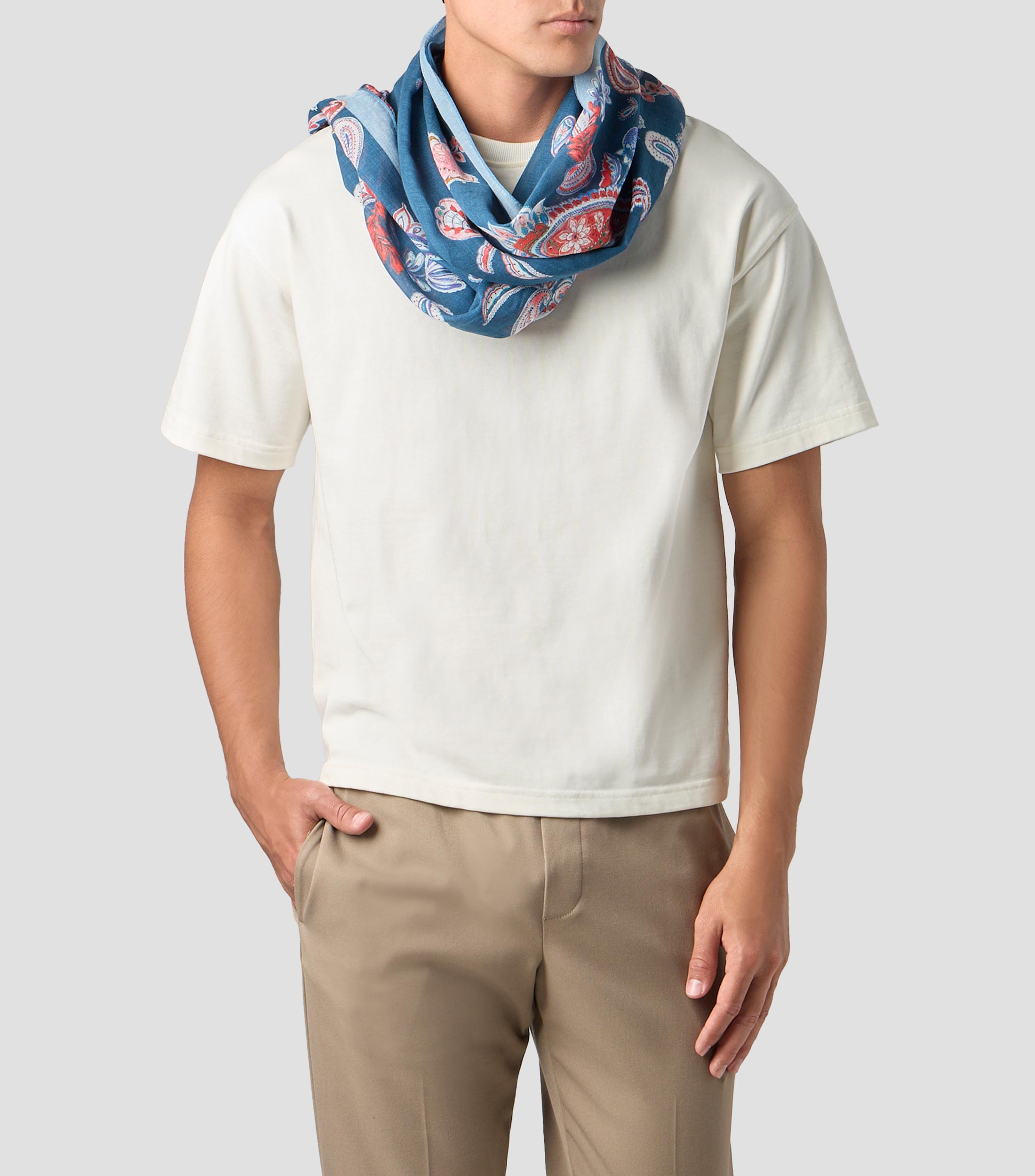 Foulard azul estampado Hombre