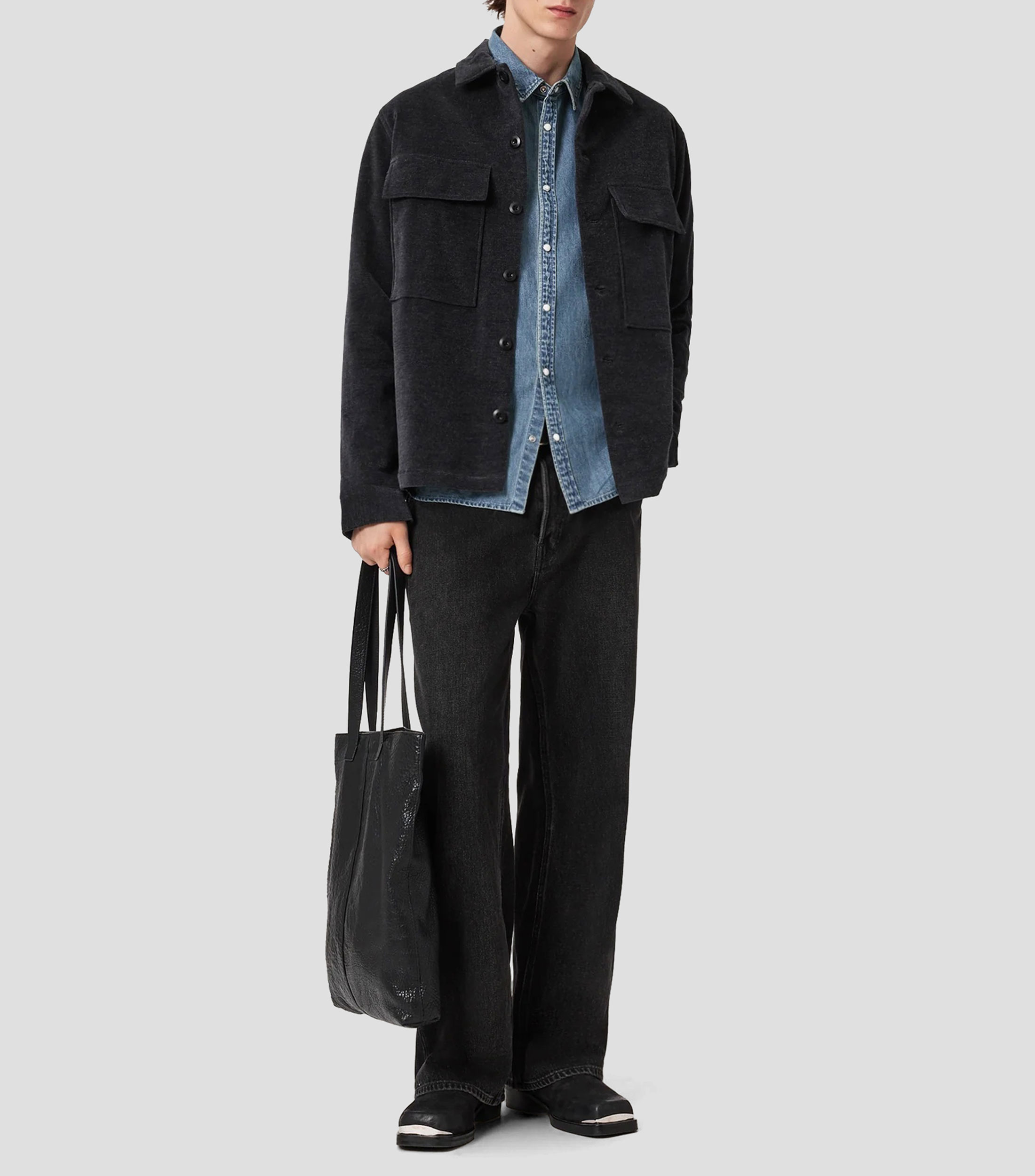 Camisa lisa manga larga Hombre