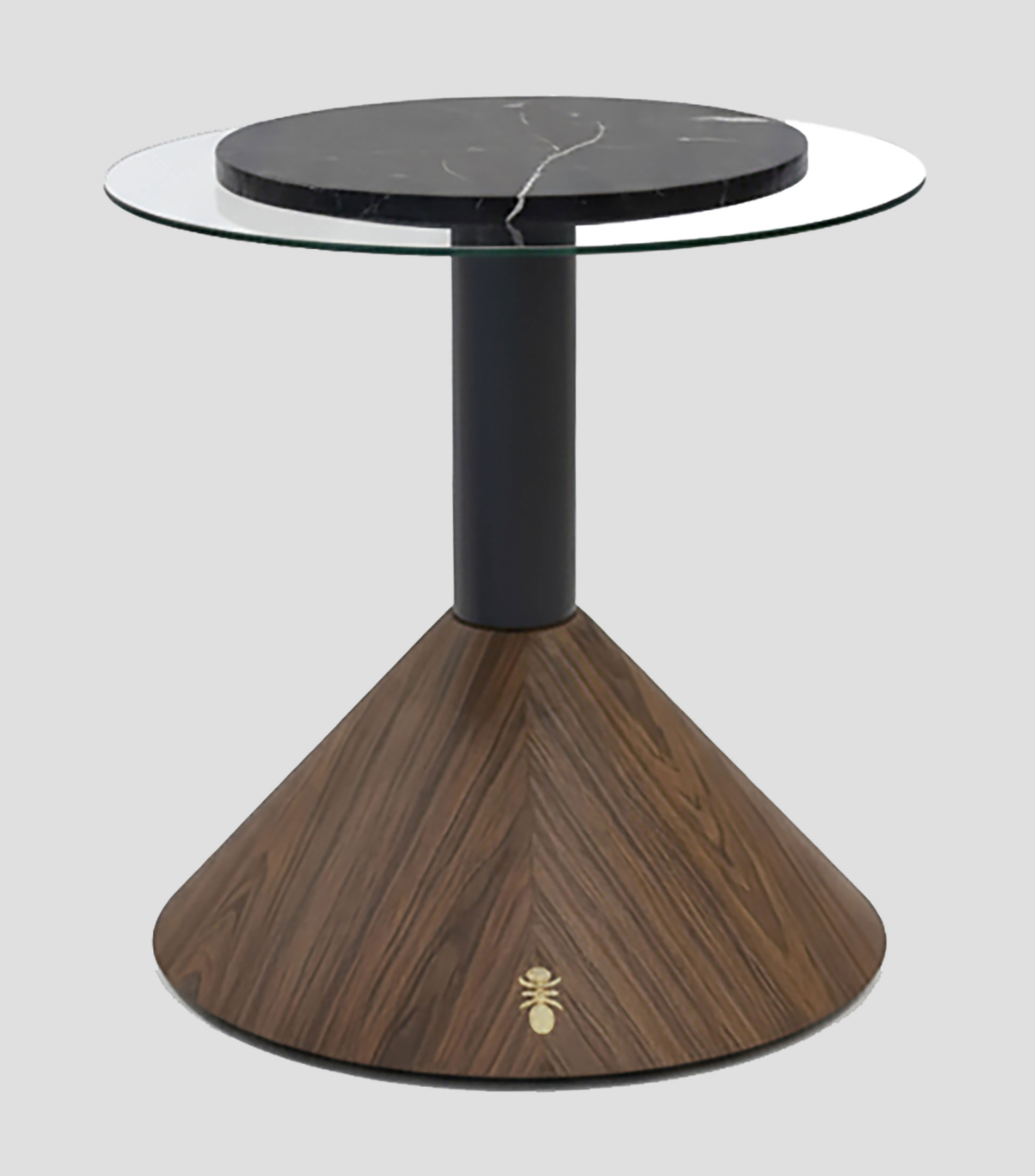 Mesa lateral Beverly II chica en madera y vidrio