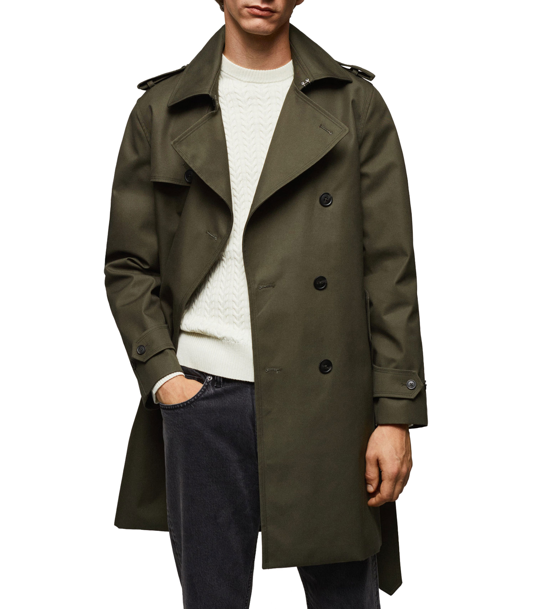 Trench Coat Hombre Gabardina Larga Para Hombre Estilo Coreano En