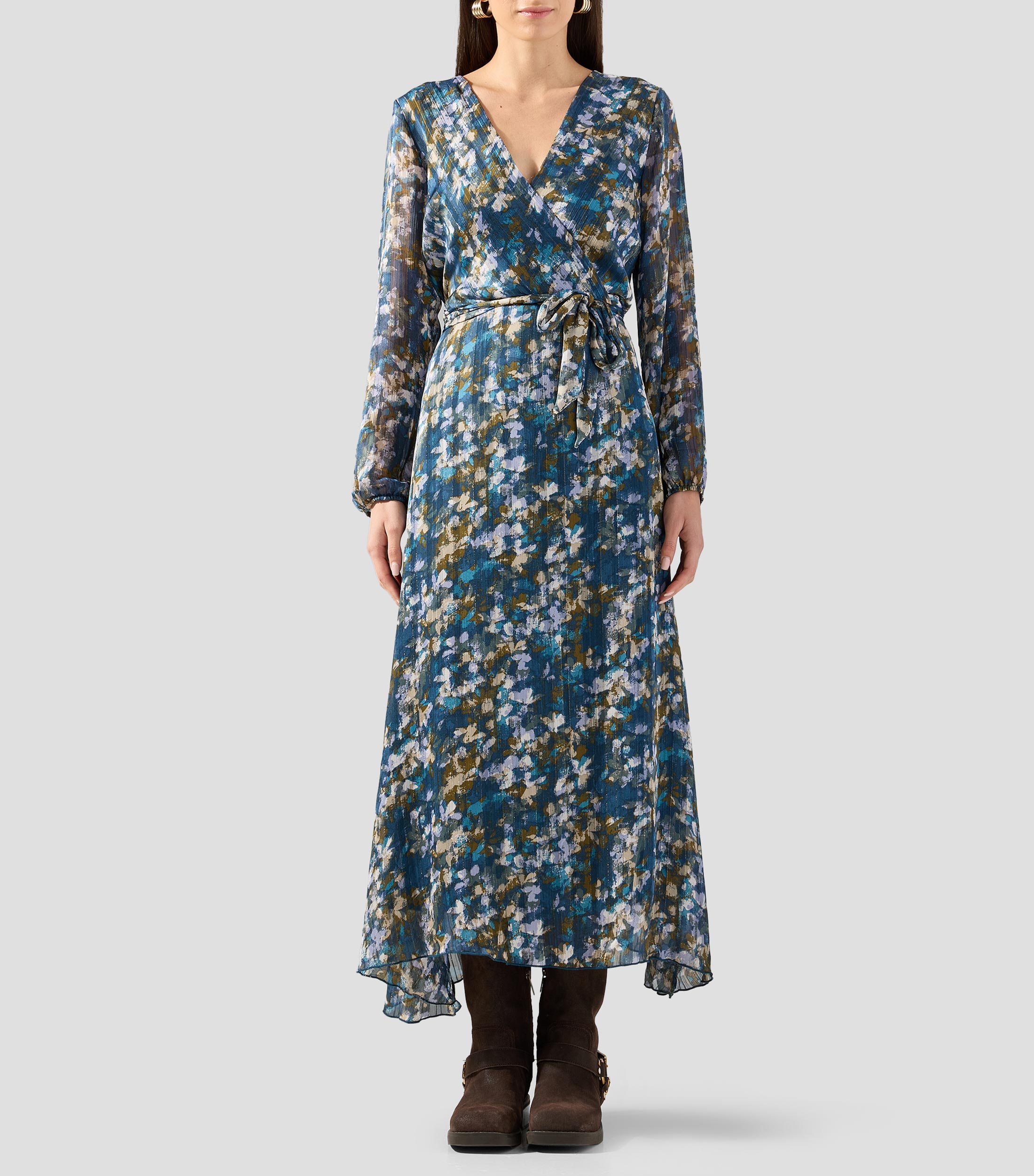 Vestido Largo manga larga estampado Anila Mujer