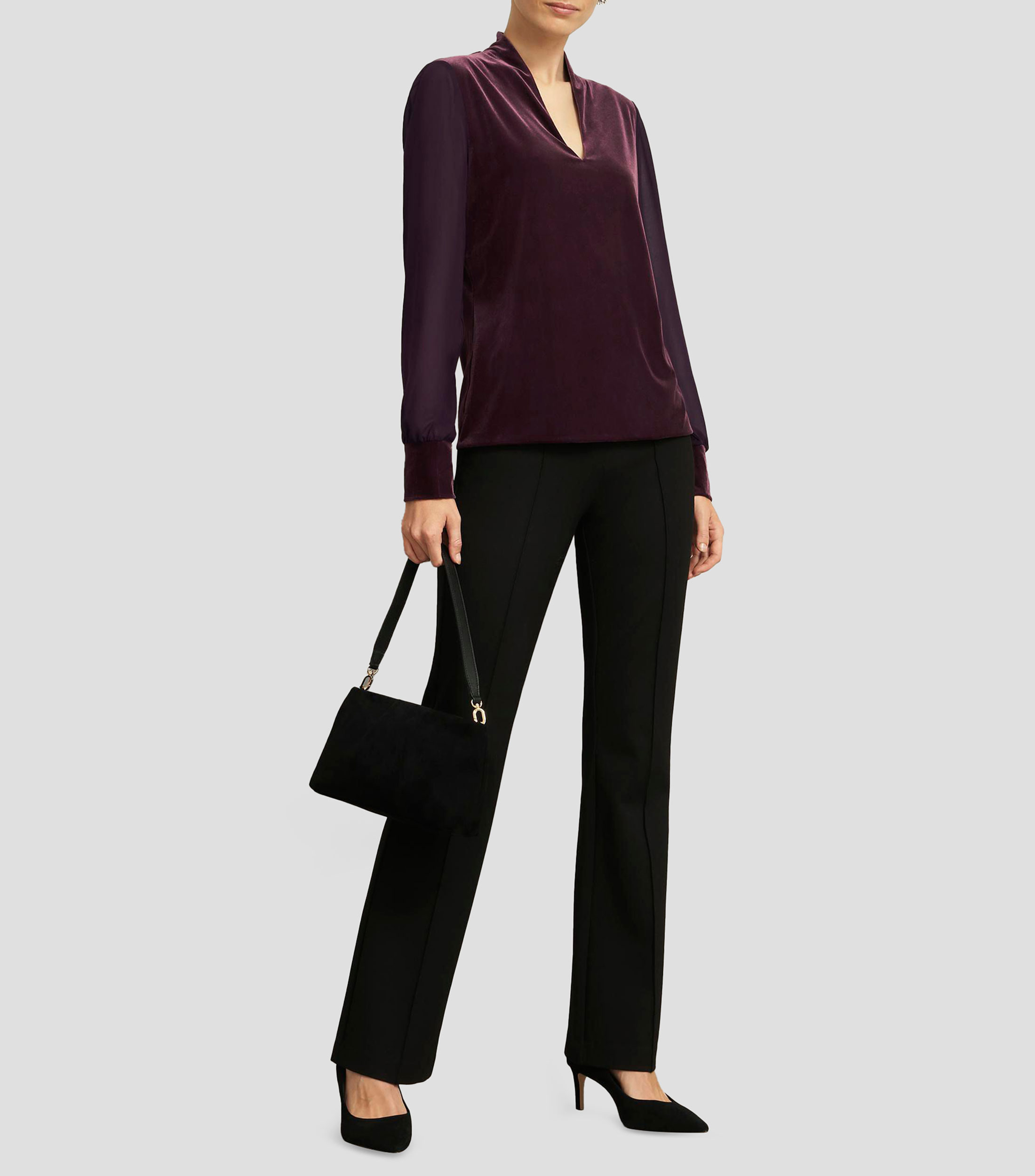 Blusa lisa con manga larga Mujer