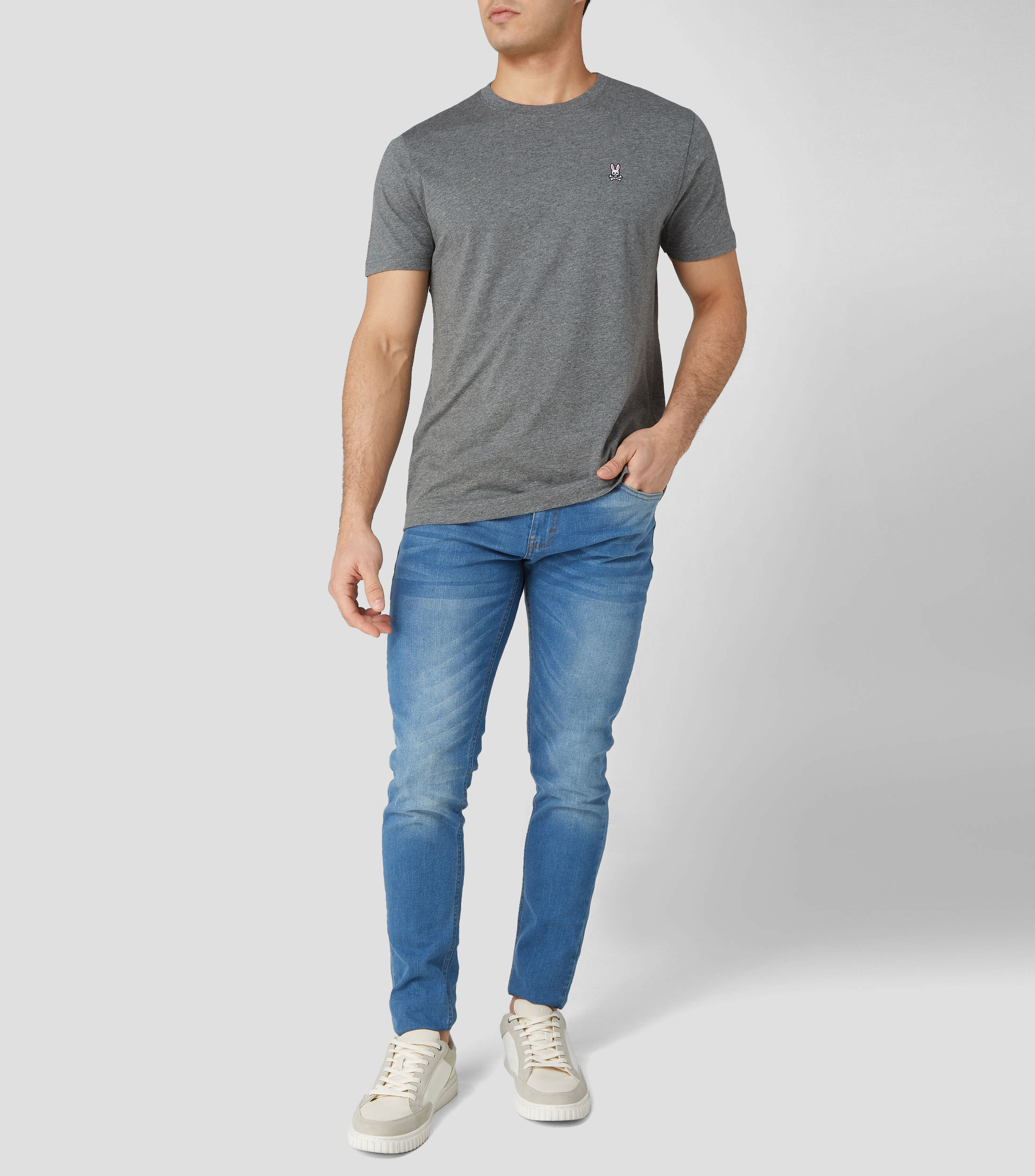 Playera de cuello redondo y manga corta jaspeada Hombre