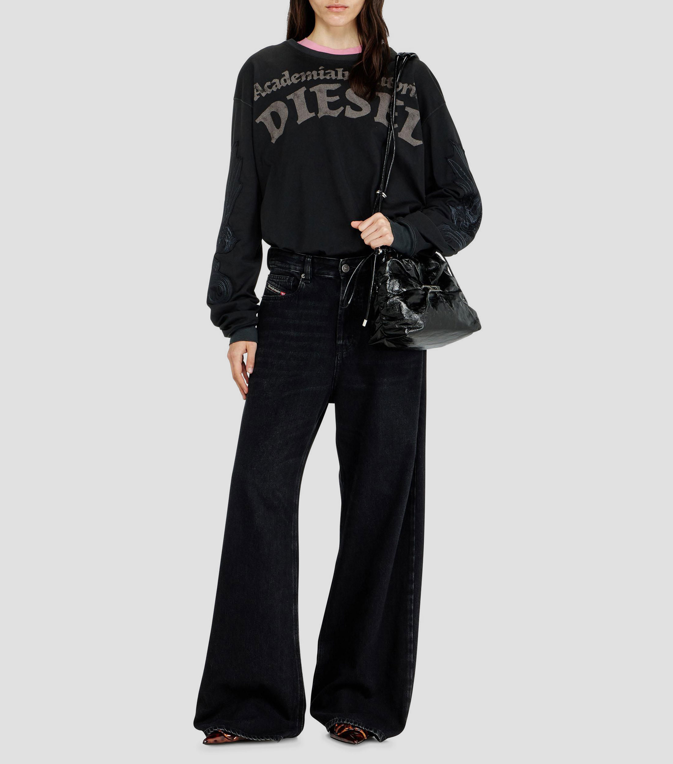 Bolsa Bucket en piel Scrunch lisa Mujer