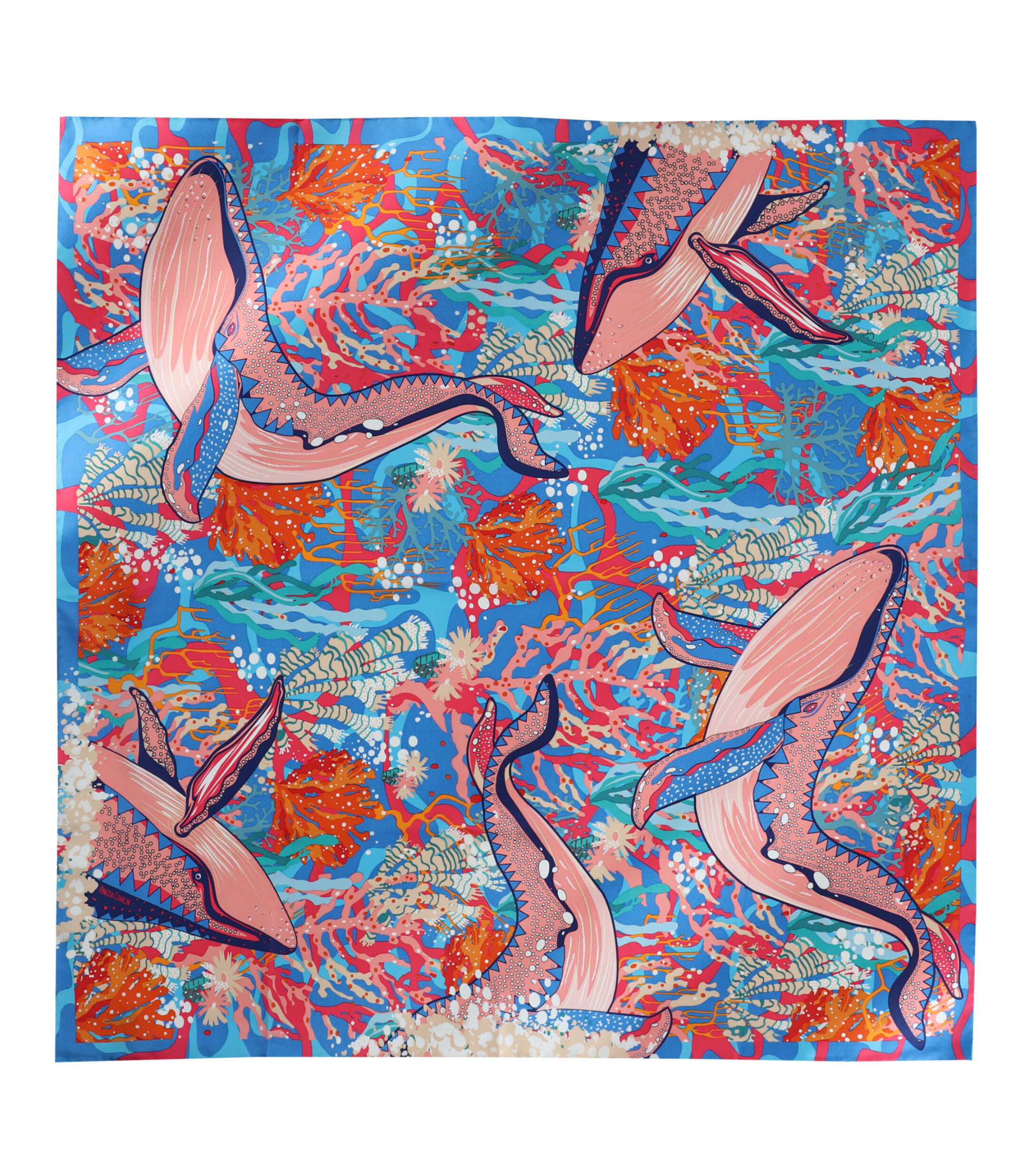 Mascada multicolor con ballenas Mujer