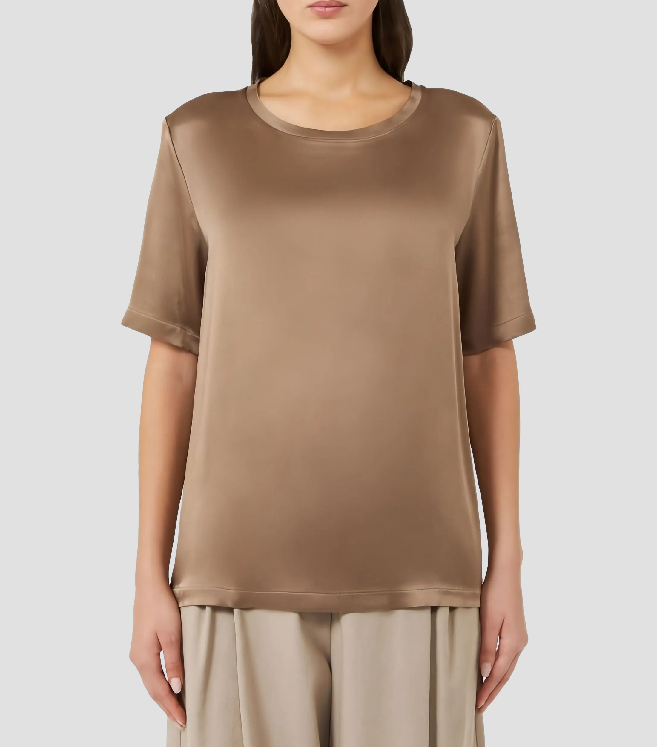 Blusa lisa manga corta Mujer