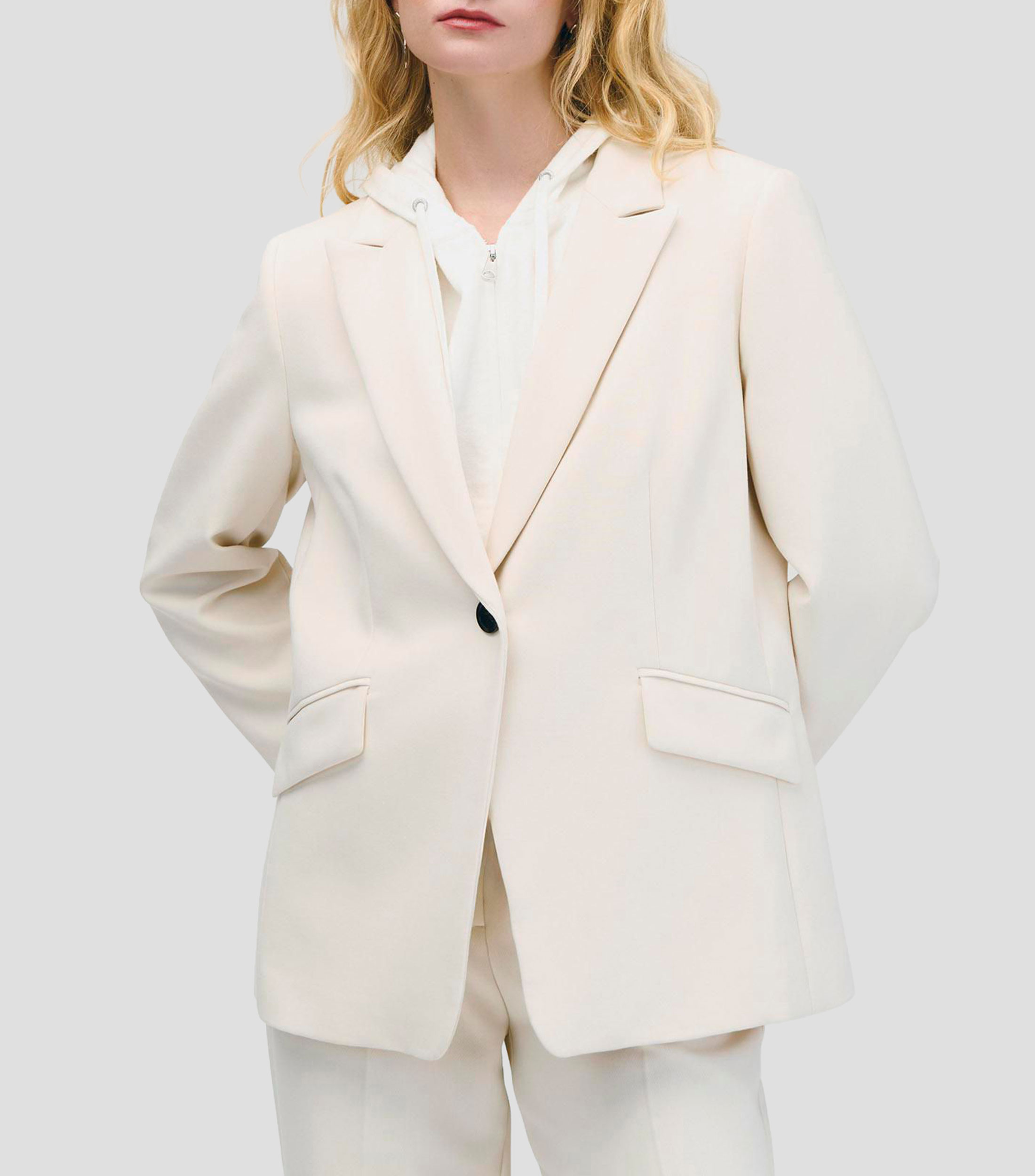 Blazer natural solapa de pico bolsas tipo cartera diagonal Mujer