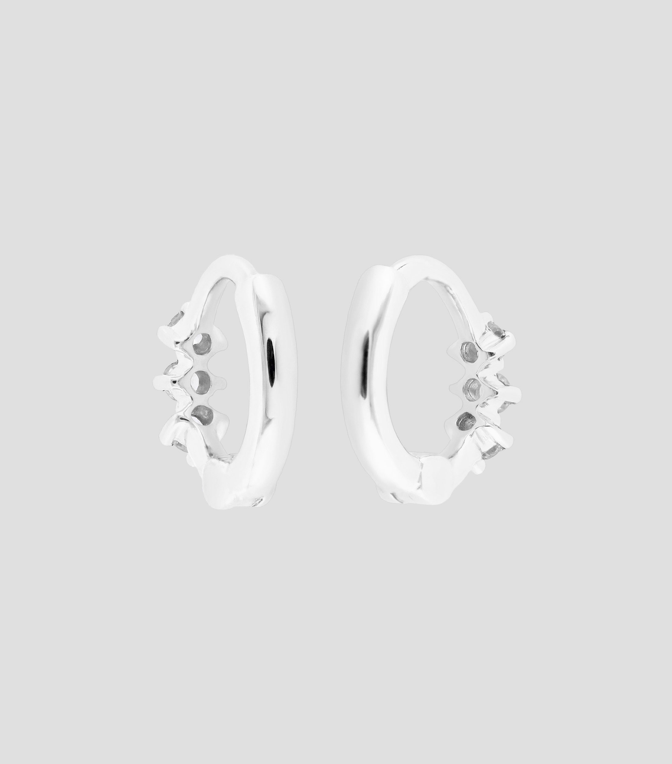 Aretes en oro blanco de 18 Kts con diamantes 0.1 Ct Mujer
