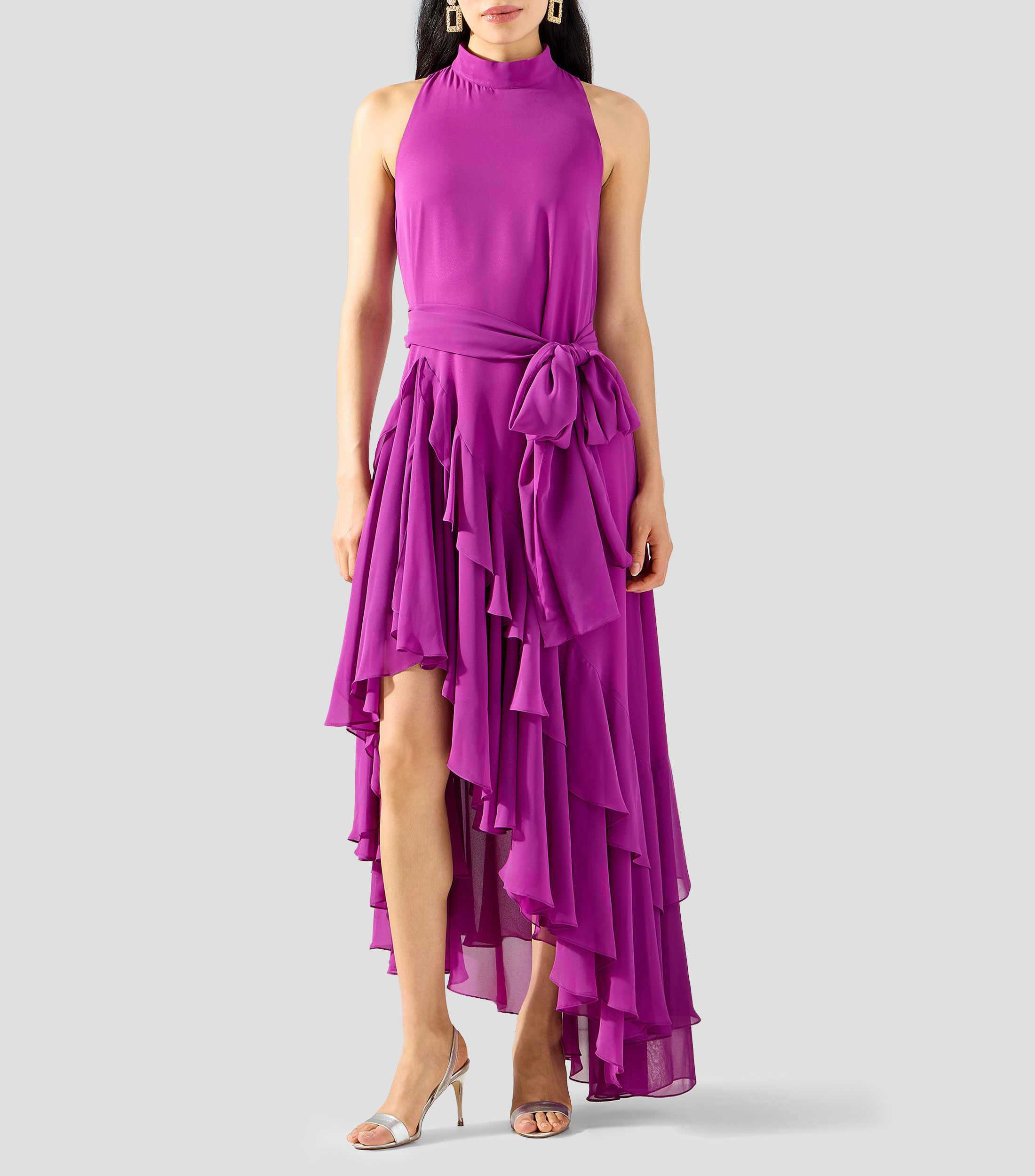 Vestido de fiesta largo liso Mujer