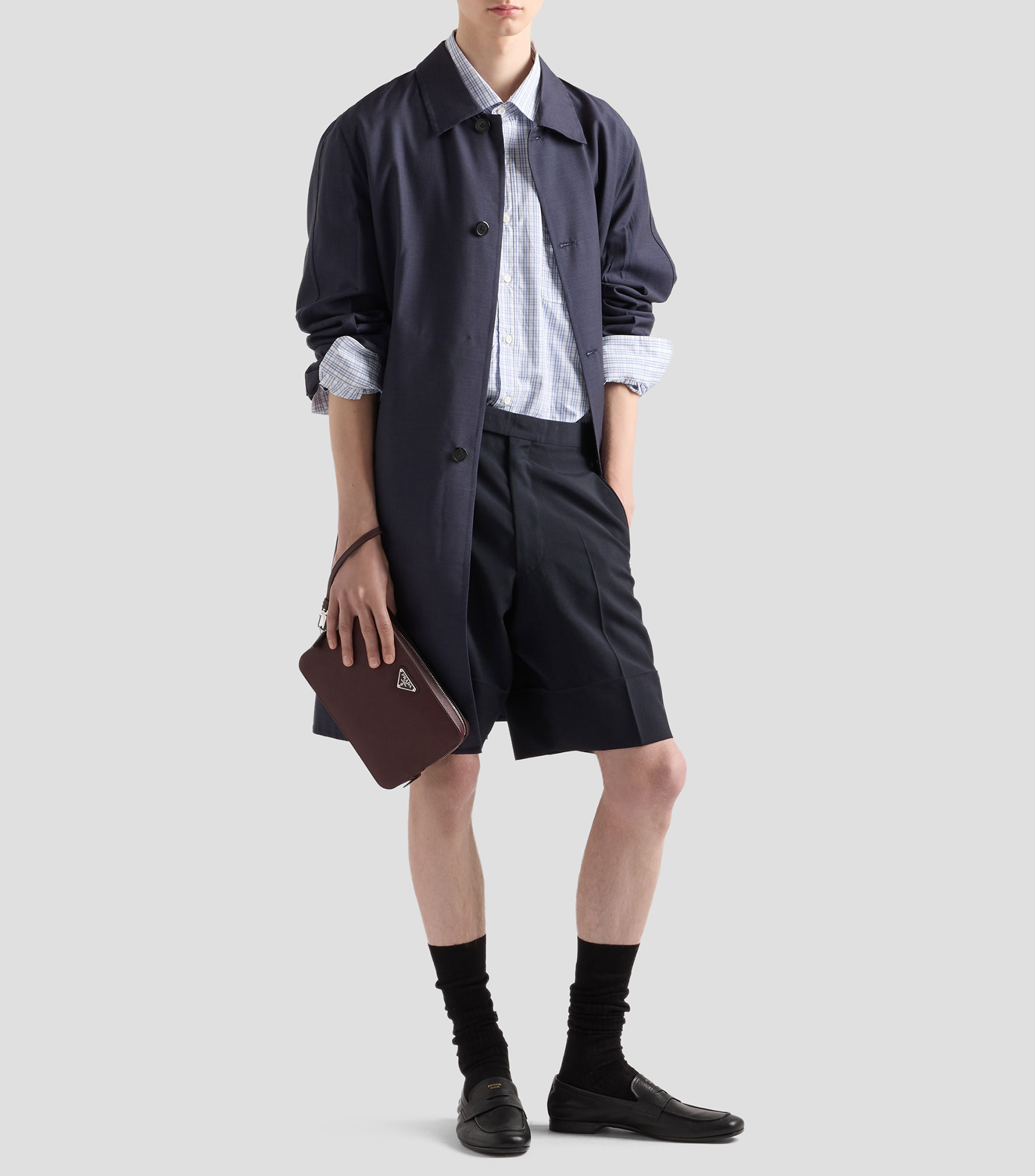 Bolso Clutch en Piel Saffiano Sólido Hombre