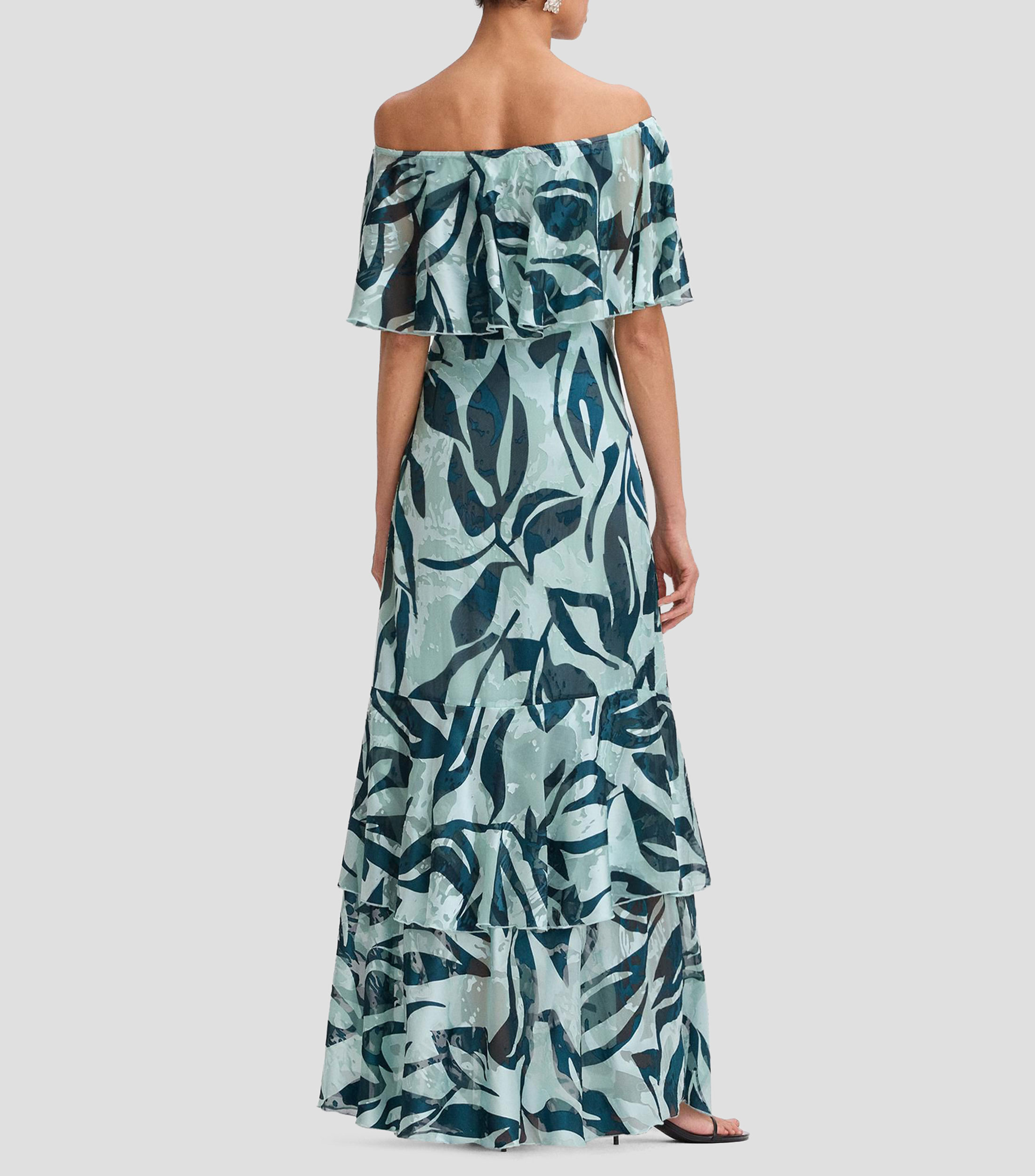 Vestido de fiesta largo estampado Mujer
