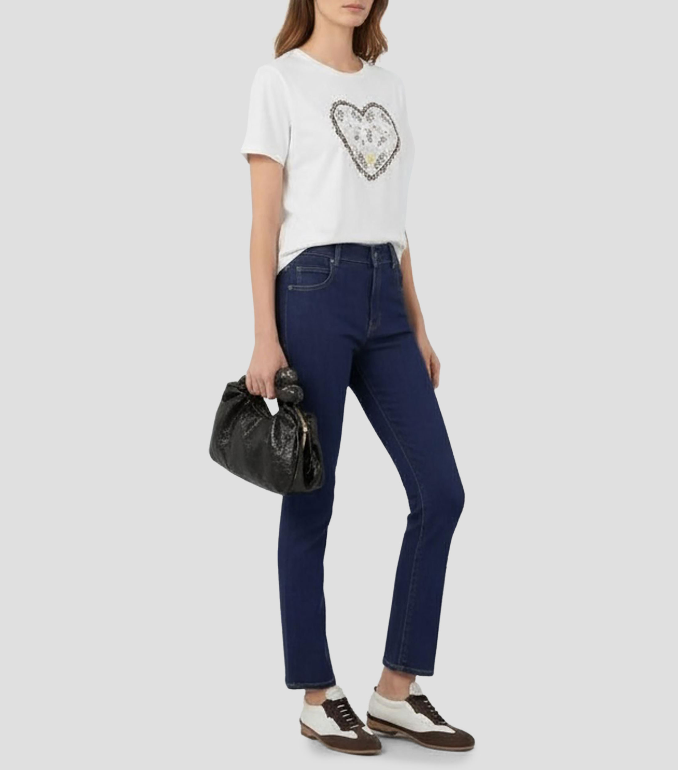 Playera de cuello redondo manga corta estampada Mujer