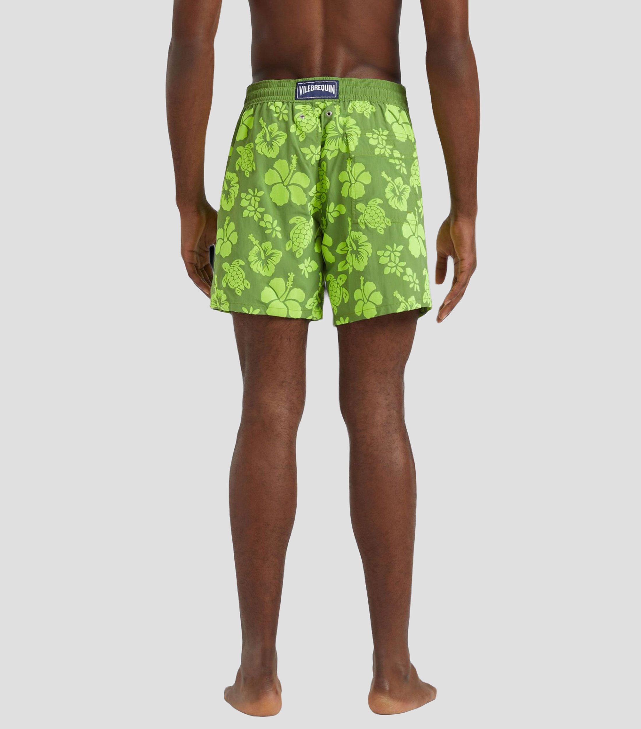Traje de baño corto Tortugas tropicales estampado Hombre