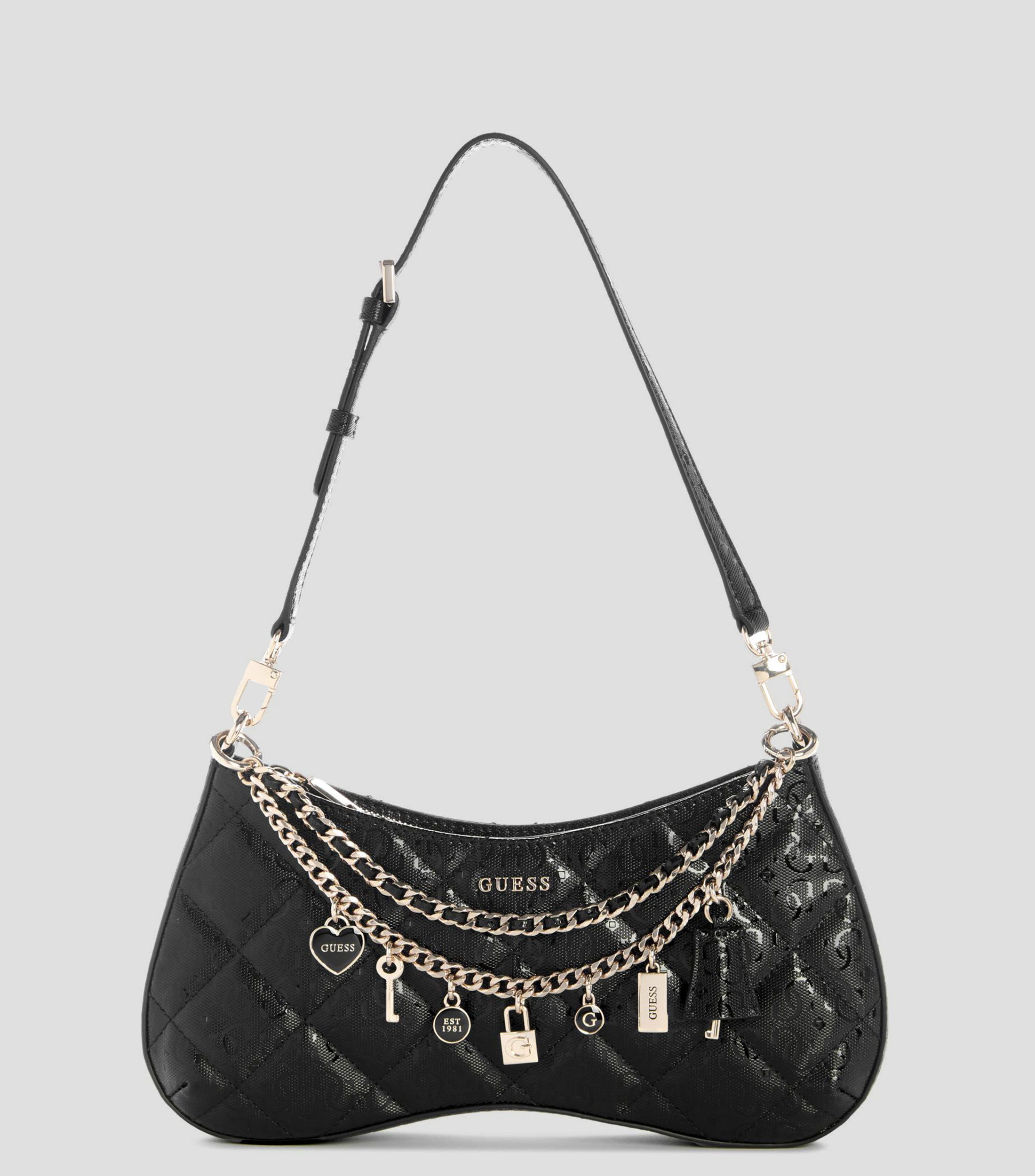 Bolsa shoulder negra Libby estampada Mujer