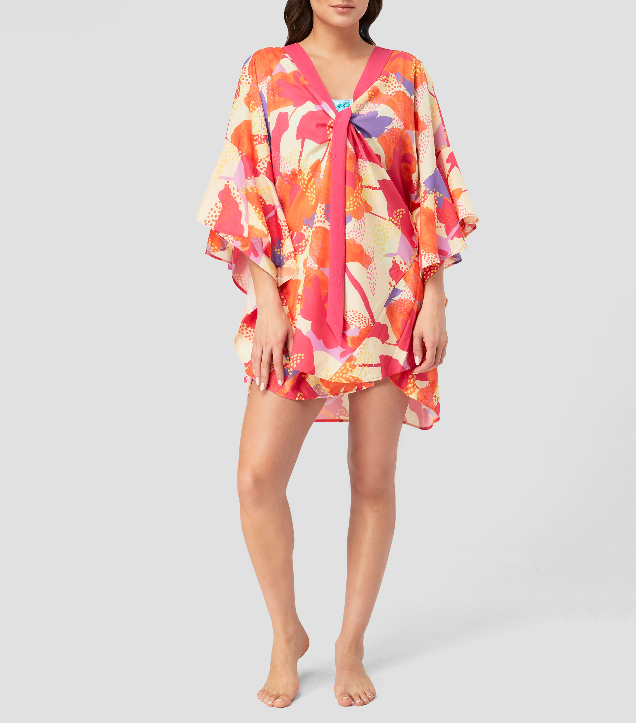Kaftan estampado manga corta Mujer