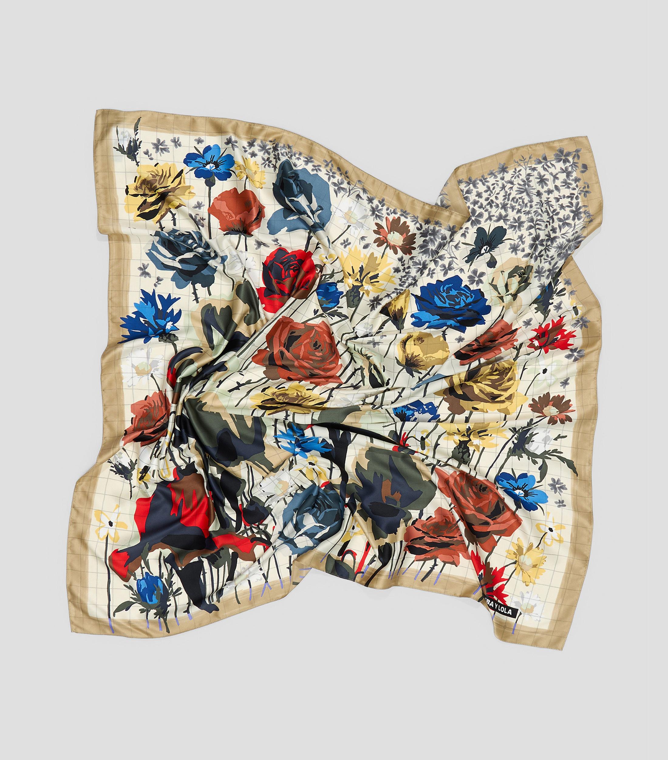 Pañuelo estampado ramo de flores Mujer
