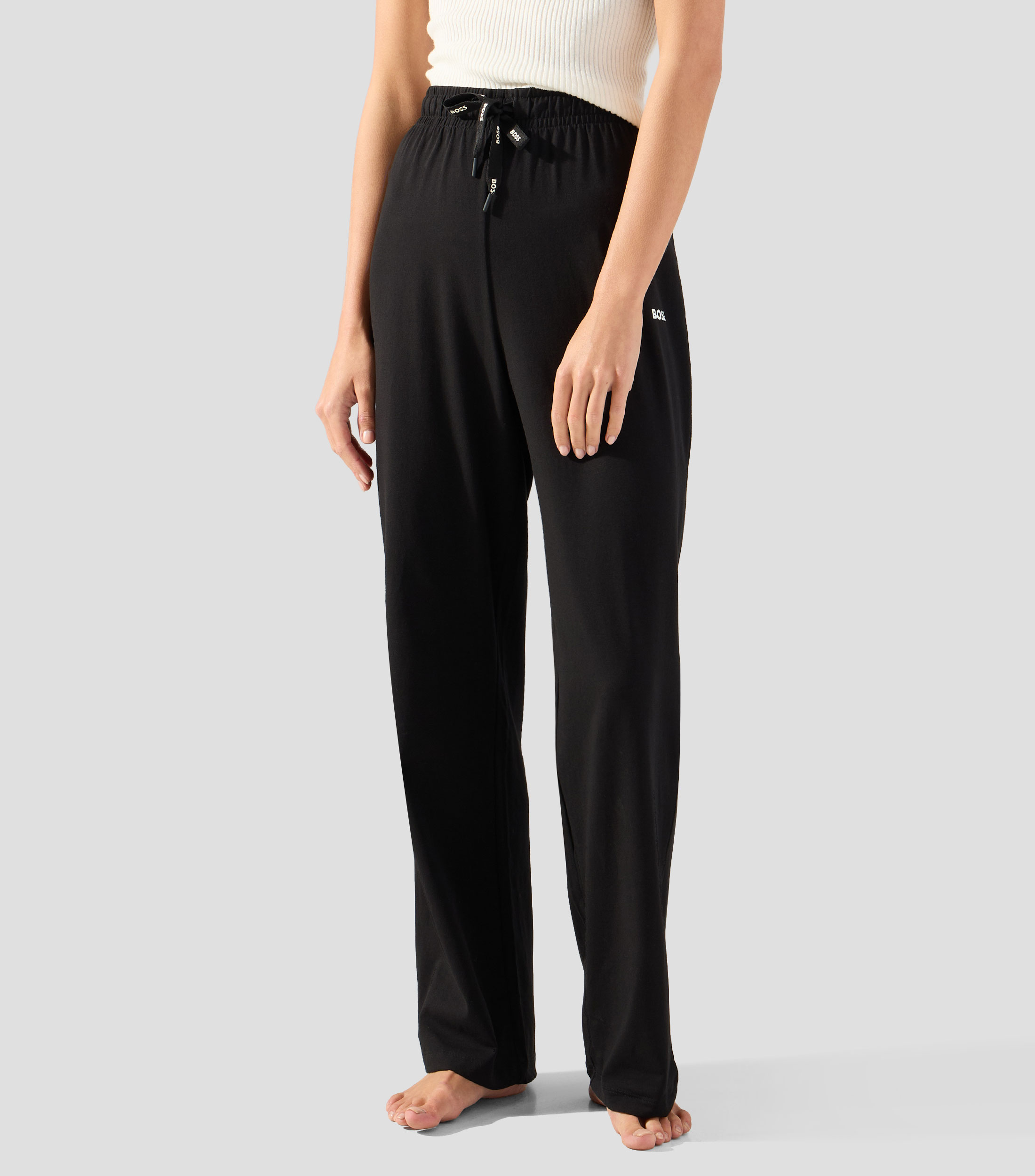 Pantalones de pijama en algodón elástico con detalles de logo Mujer