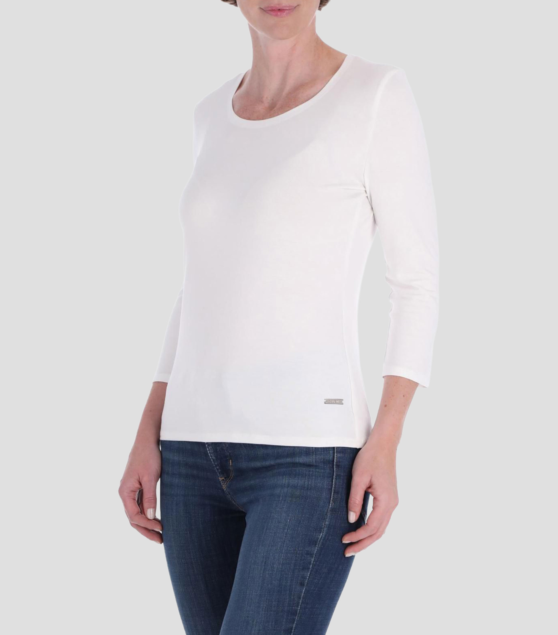 Blusa lisa manga 3/4 Mujer