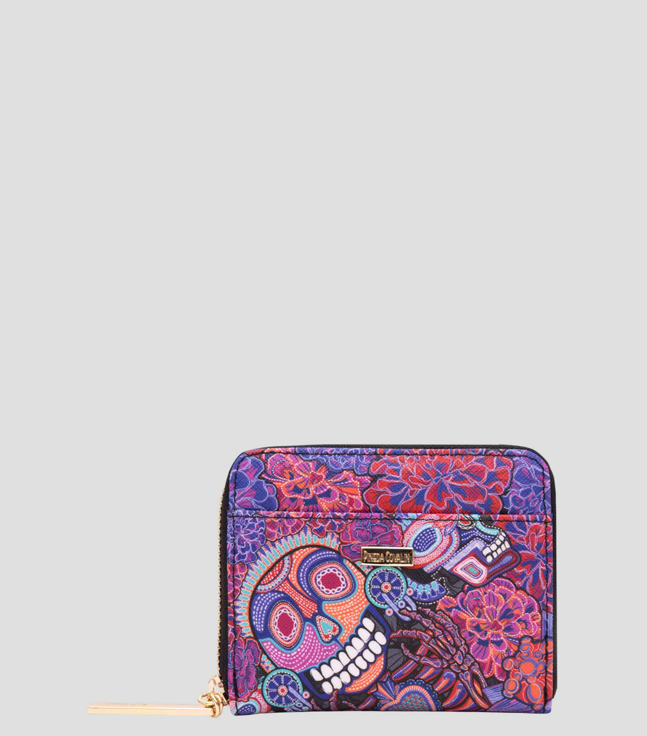 Cartera negro con azul Día de Muertos Catrina lisa Mujer