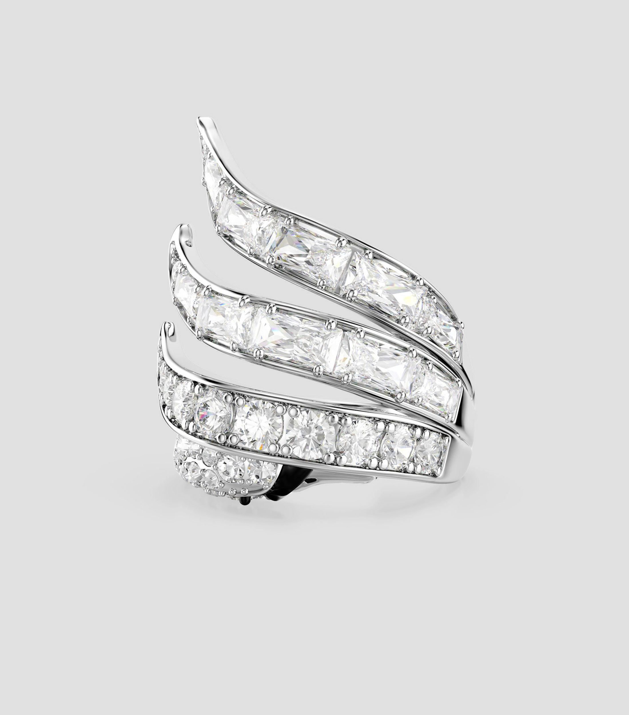 Anillo abierto con incrustaciones de cristales en corte baguette y circular Vienna Mujer