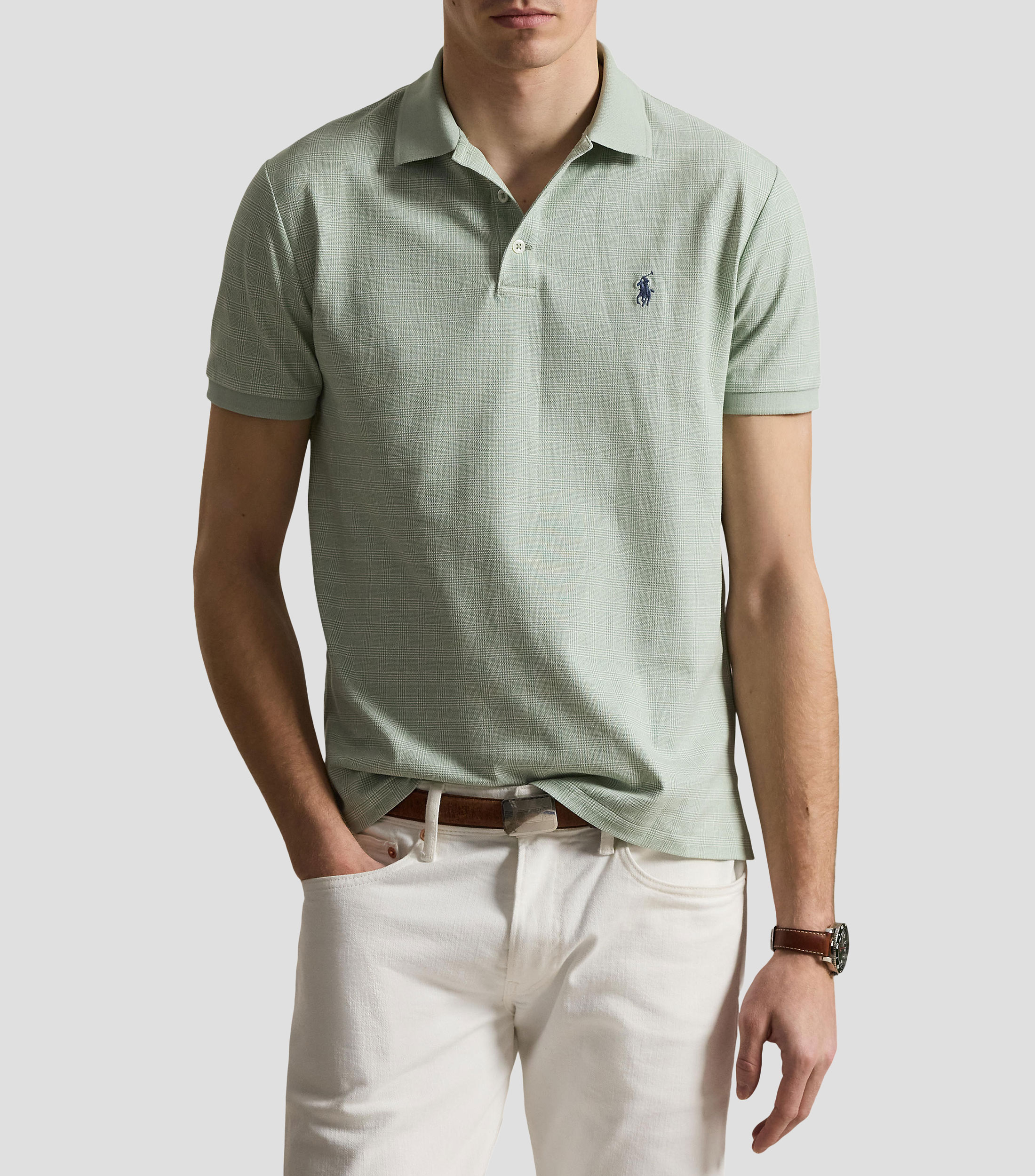 Playera tipo polo con manga corta lisa Hombre