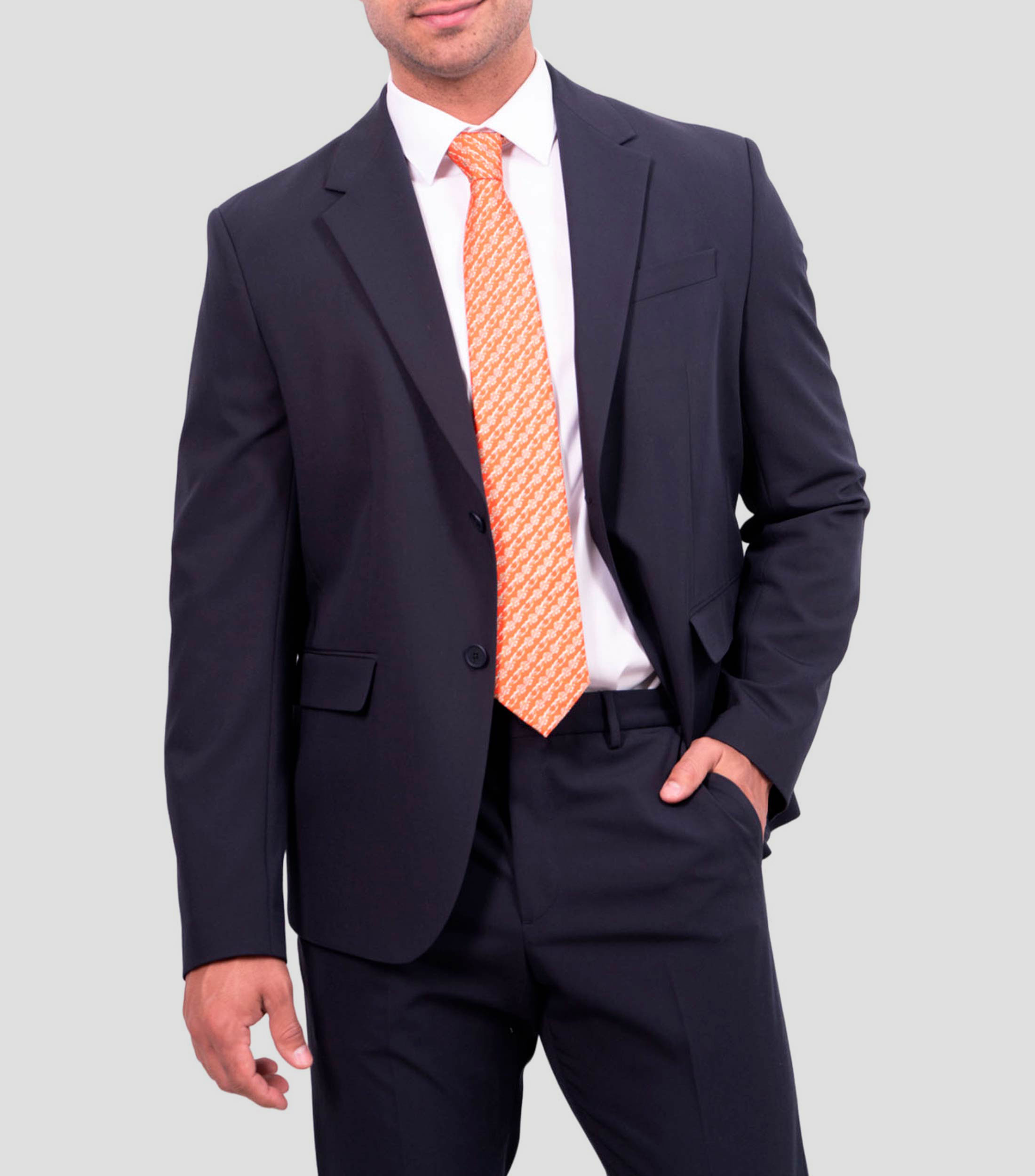 Corbata ancha en seda naranja intenso estampada Quetzalcóatl