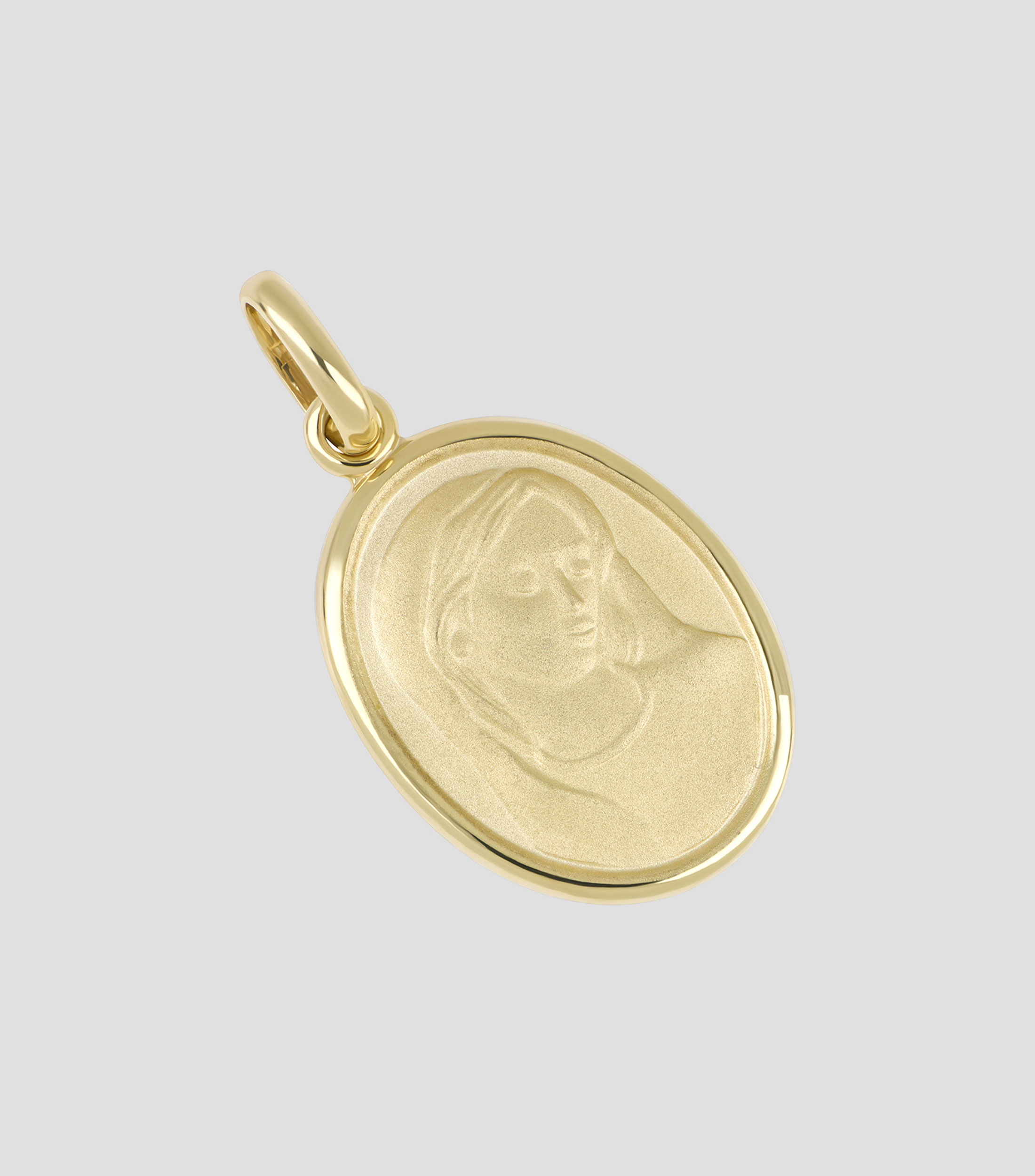 Medalla Madona oval en Oro amarillo de 14 Kilates Mujer