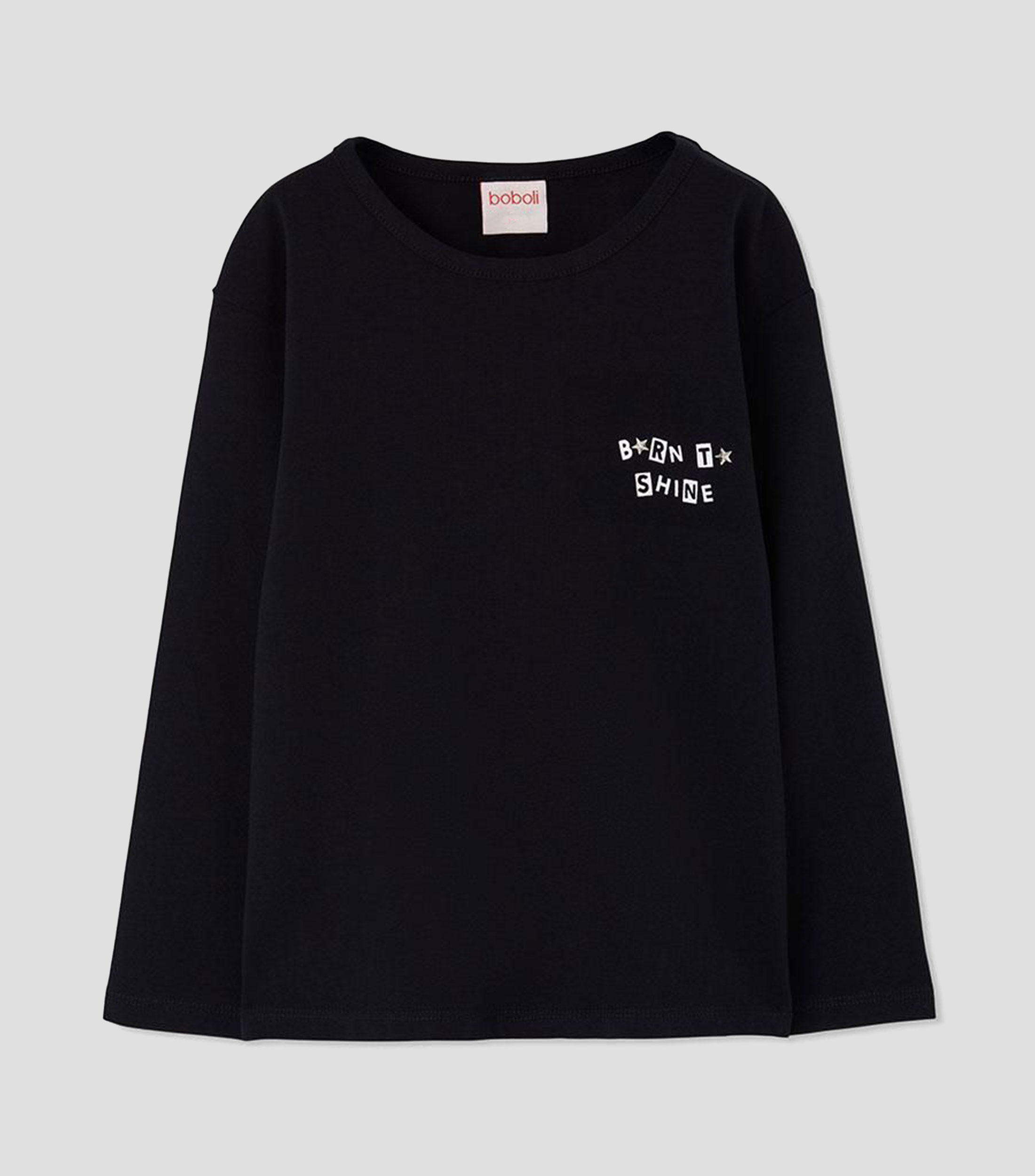 Playera de cuello redondo con manga larga lisa Niña
