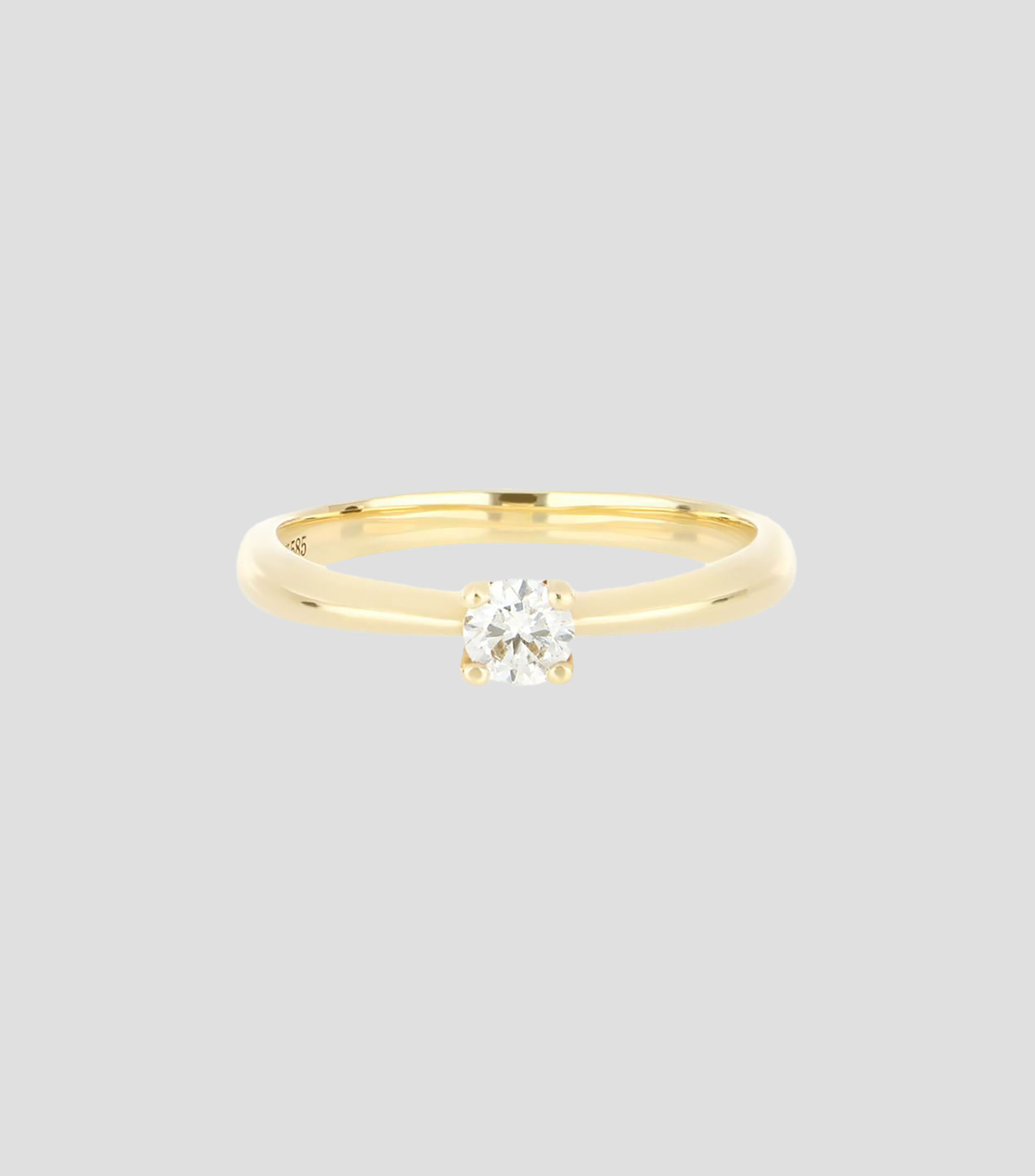 Anillo en oro amarillo de 14 kilates con diamante Mujer