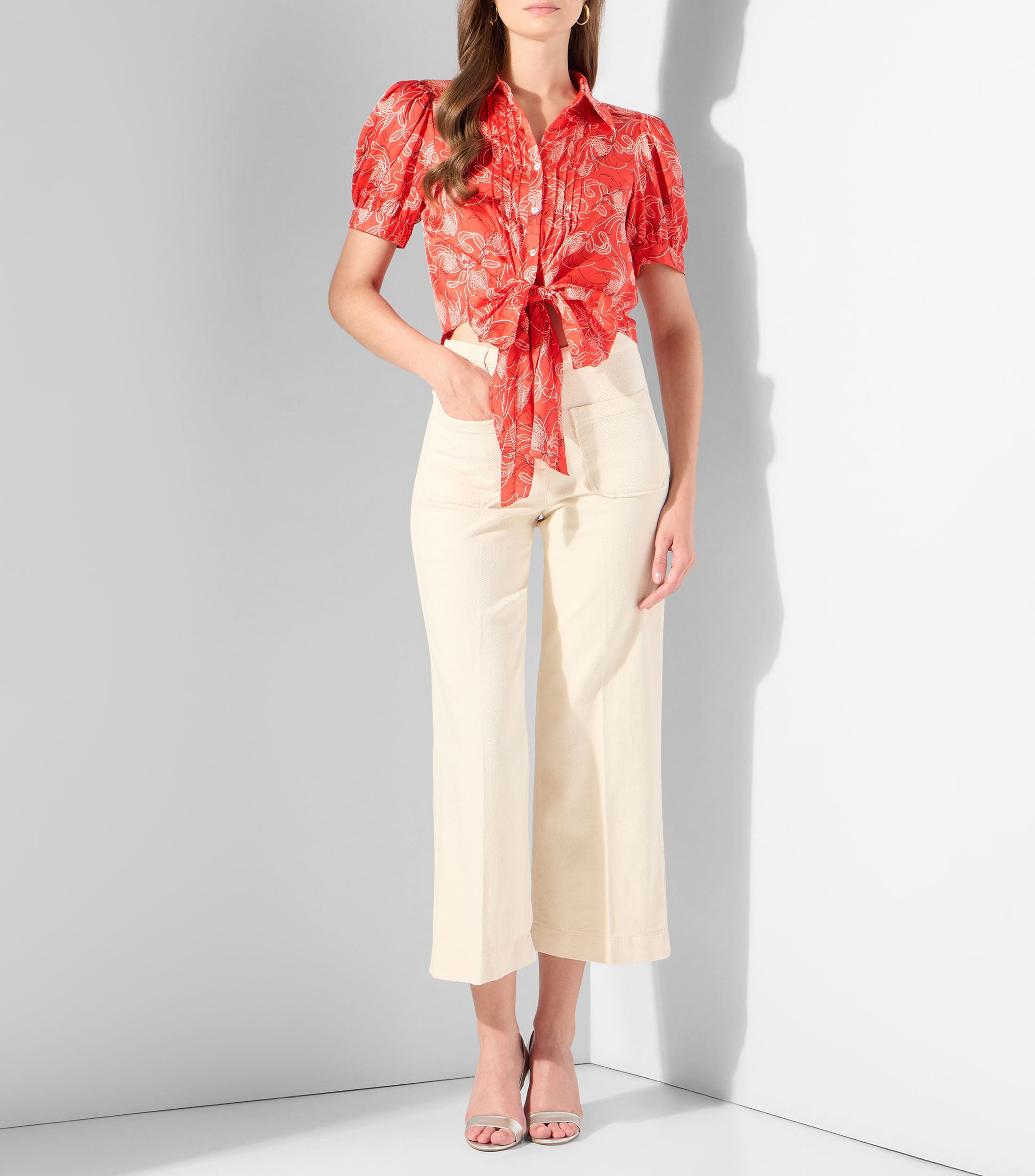 Blusa estampada manga corta Mujer