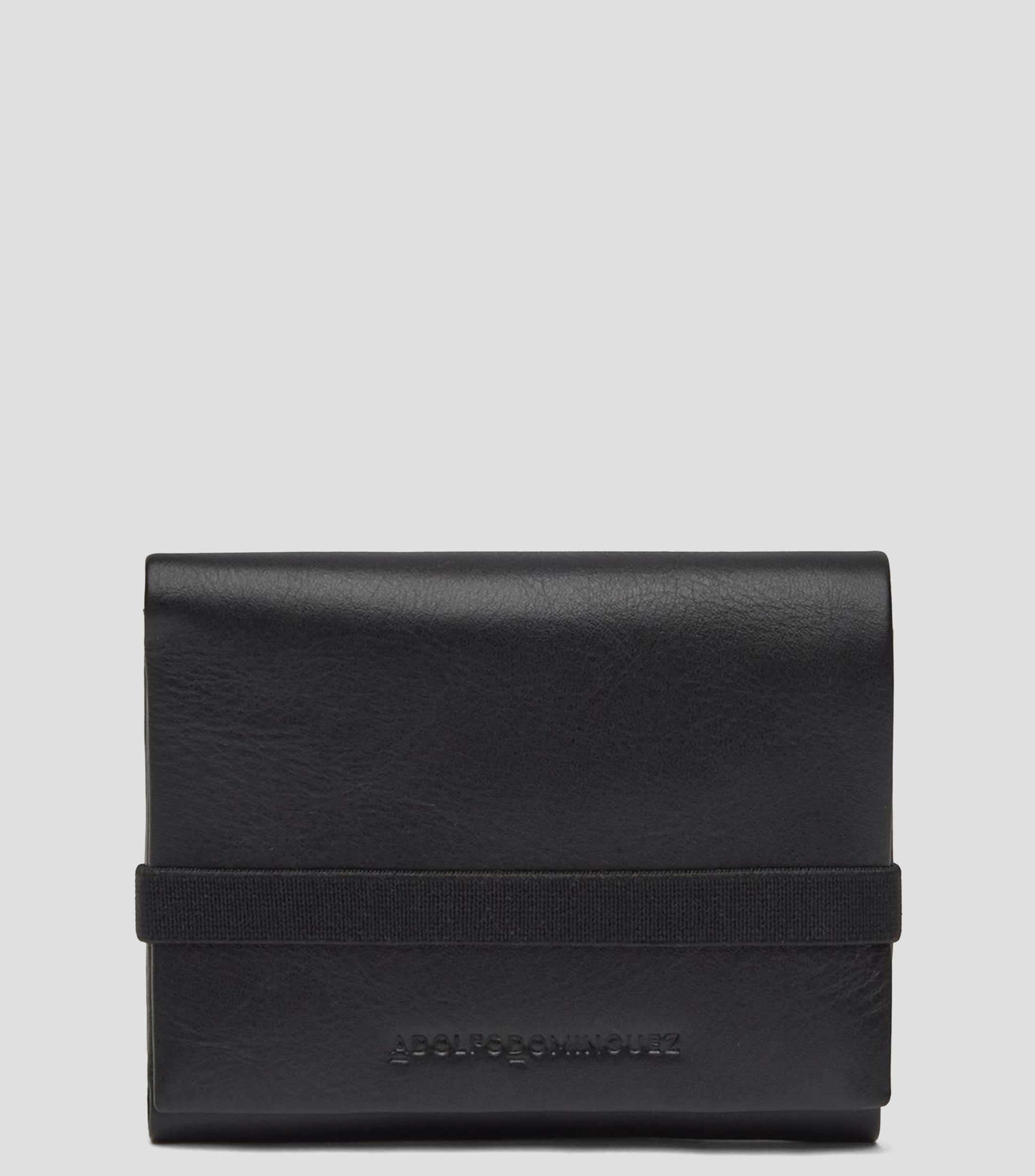 Cartera trifold en piel lisa Hombre