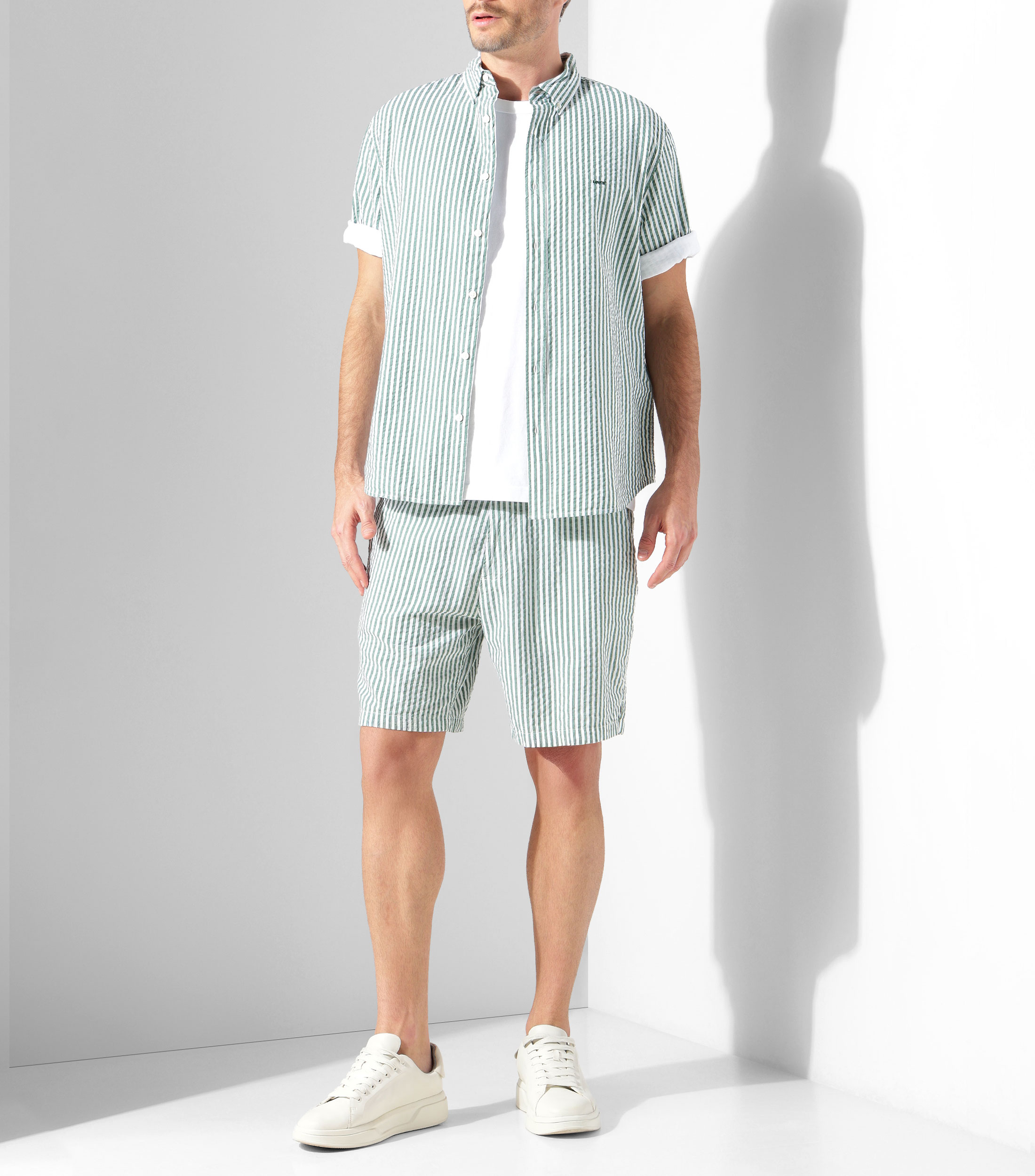 Camisa rayas manga corta Hombre