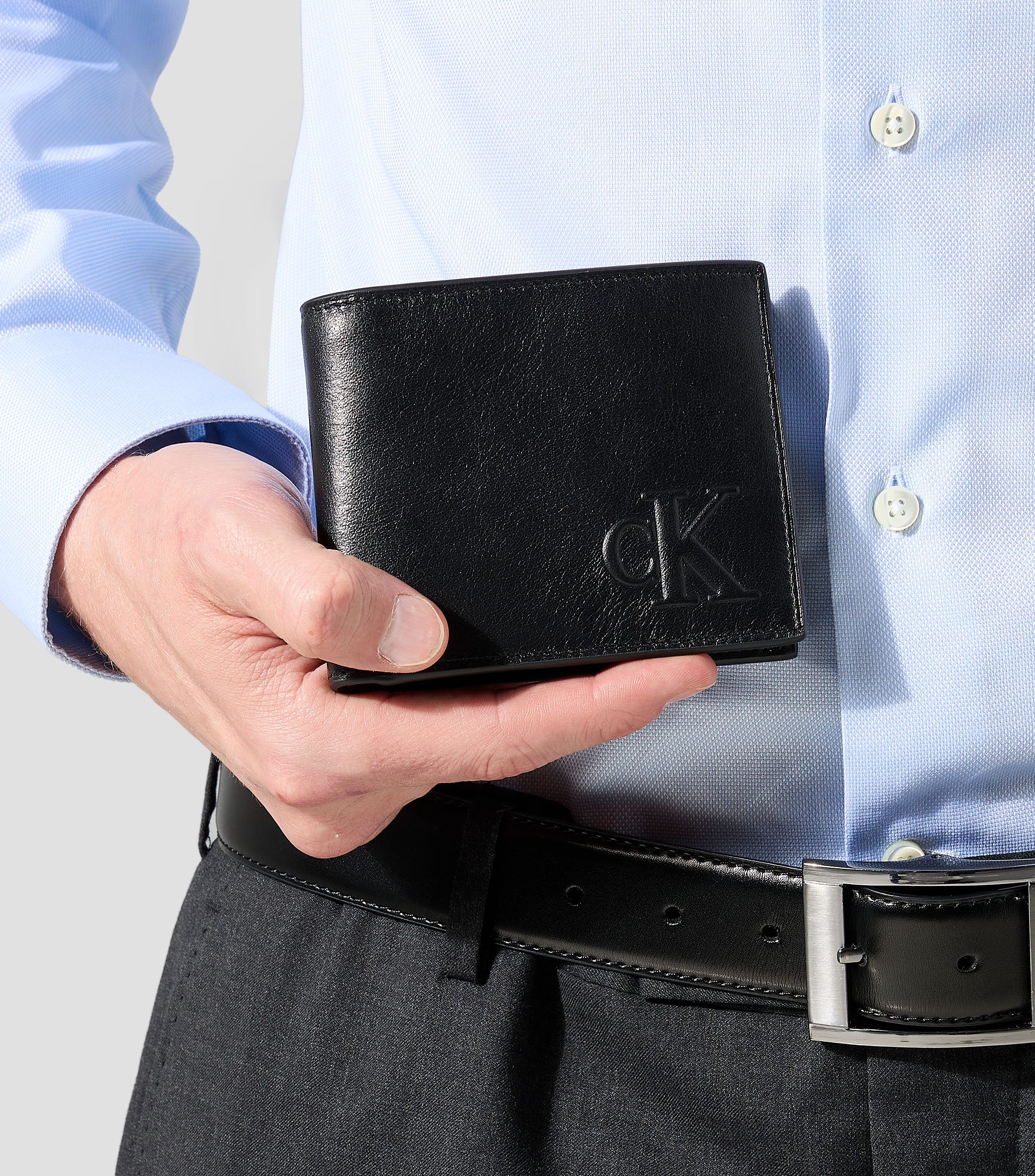 Cartera bifold negra en piel Hombre