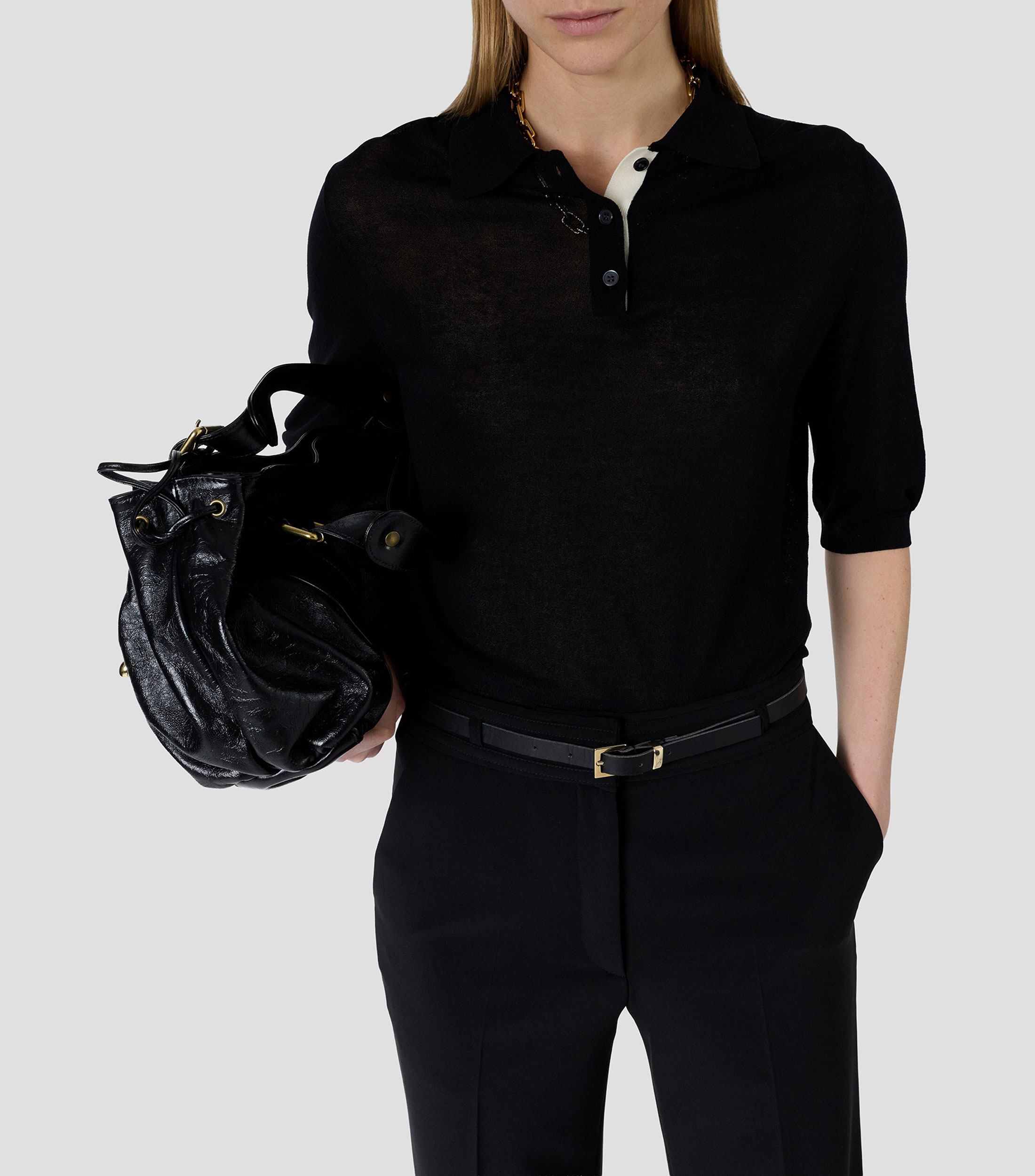 Playera tipo polo manga corta lisa Mujer