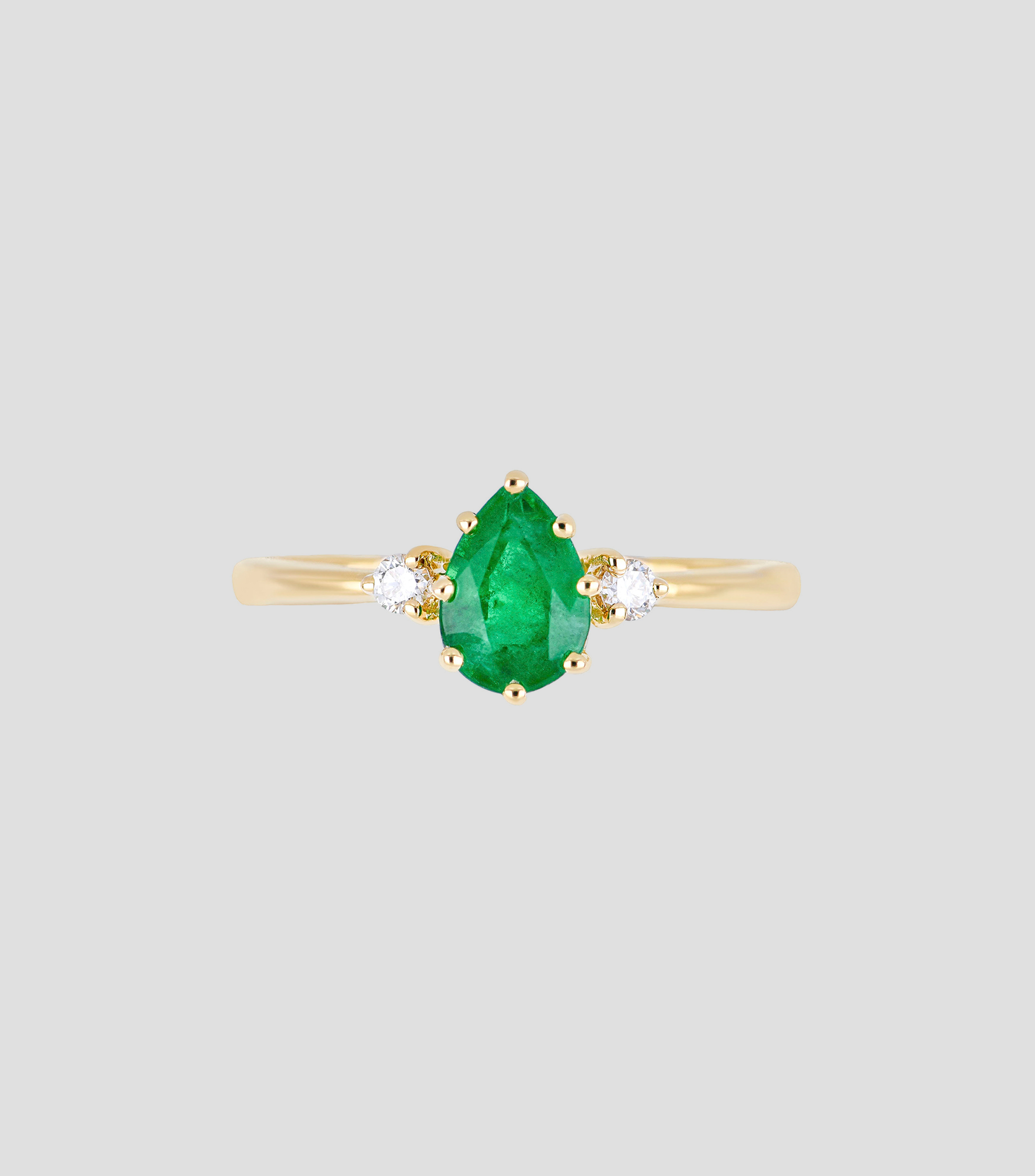 Anillo en oro 18 Kts con esmeralda y diamantes Mujer