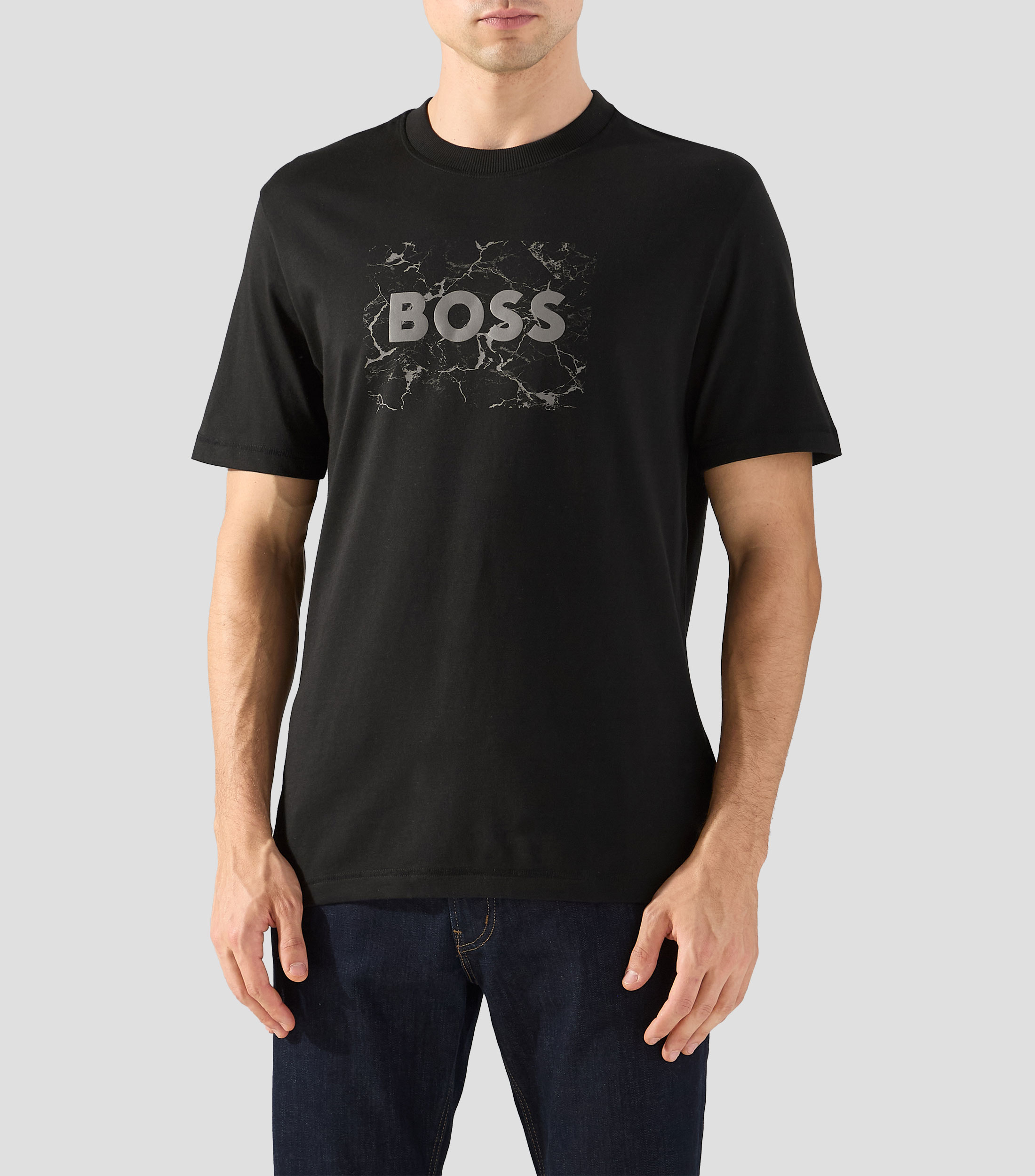 Playera cuello redondo manga corta estampada Hombre