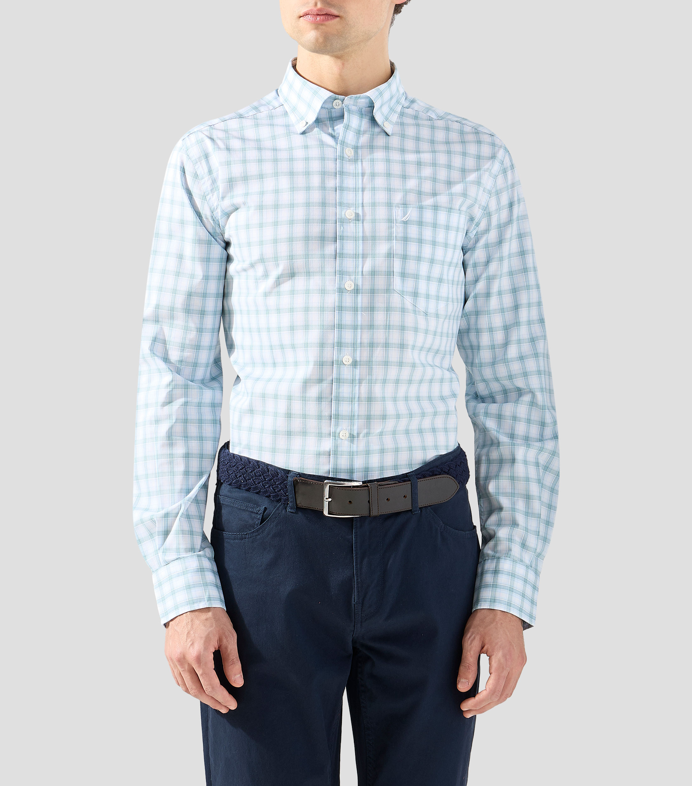 Camisa de cuadros con manga larga Hombre