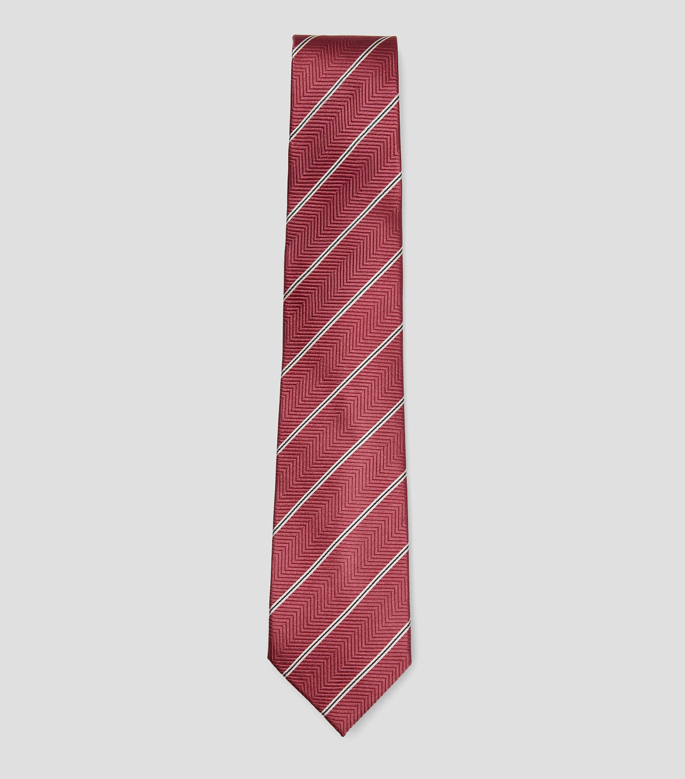 Corbata ancha en seda fucsia con rayas Torino