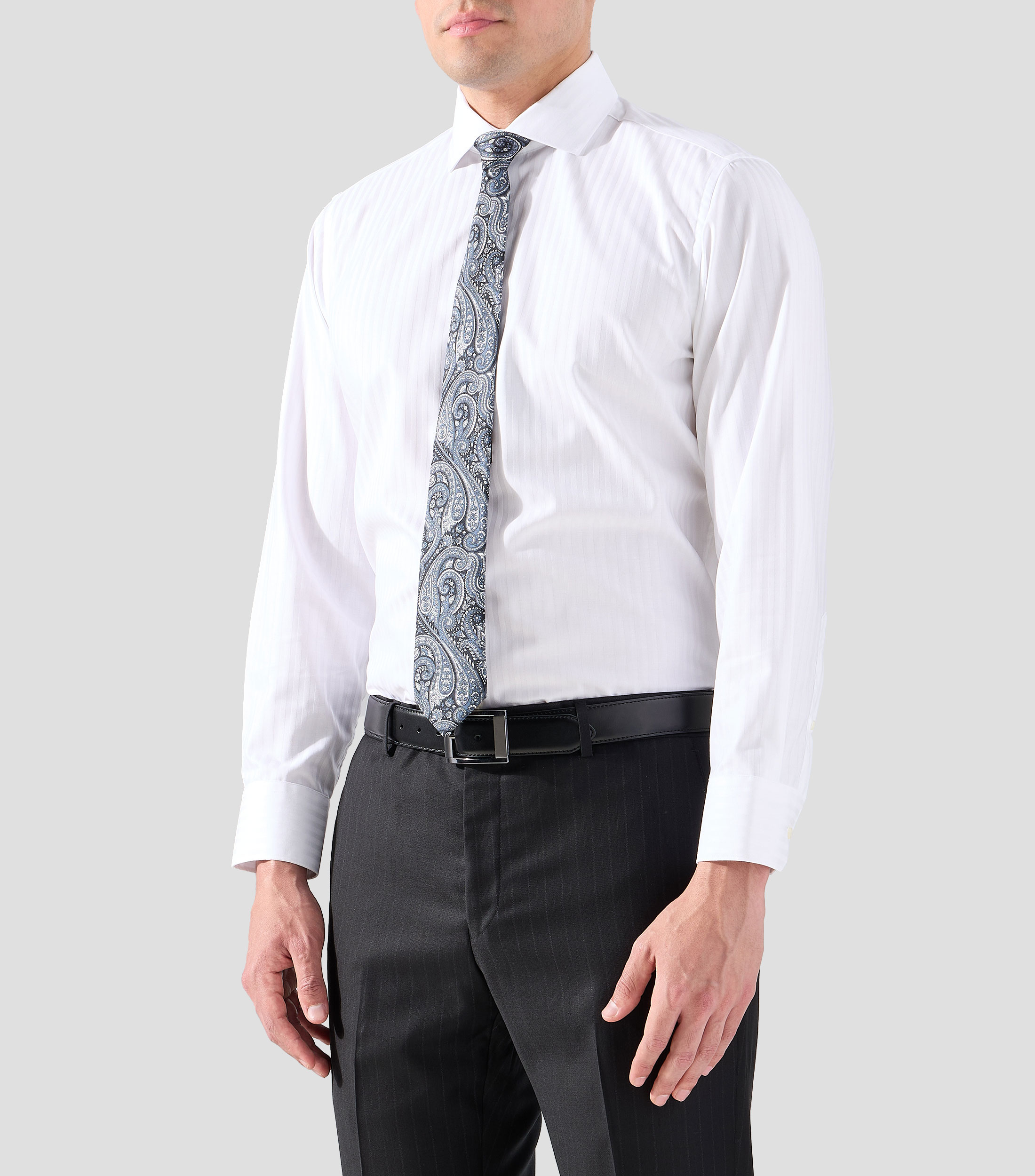 Camisa de vestir a rayas manga larga Hombre