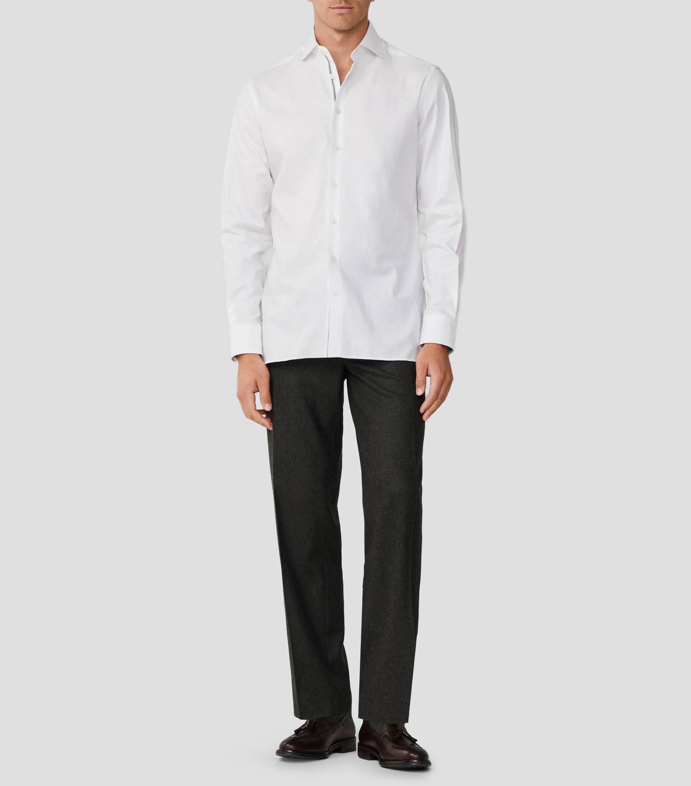 Camisa lisa manga larga Hombre