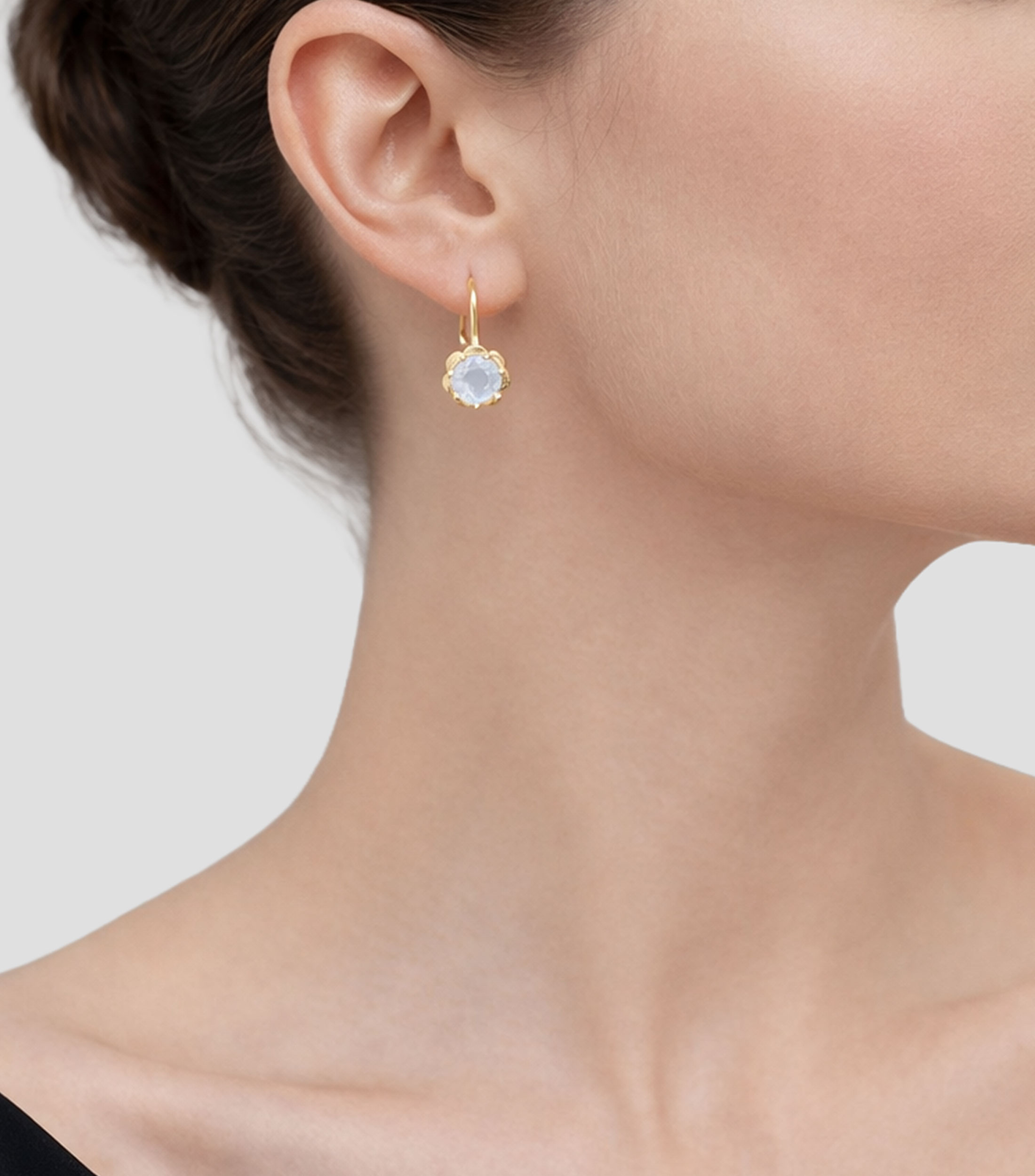 Aretes flor con cristal Mujer