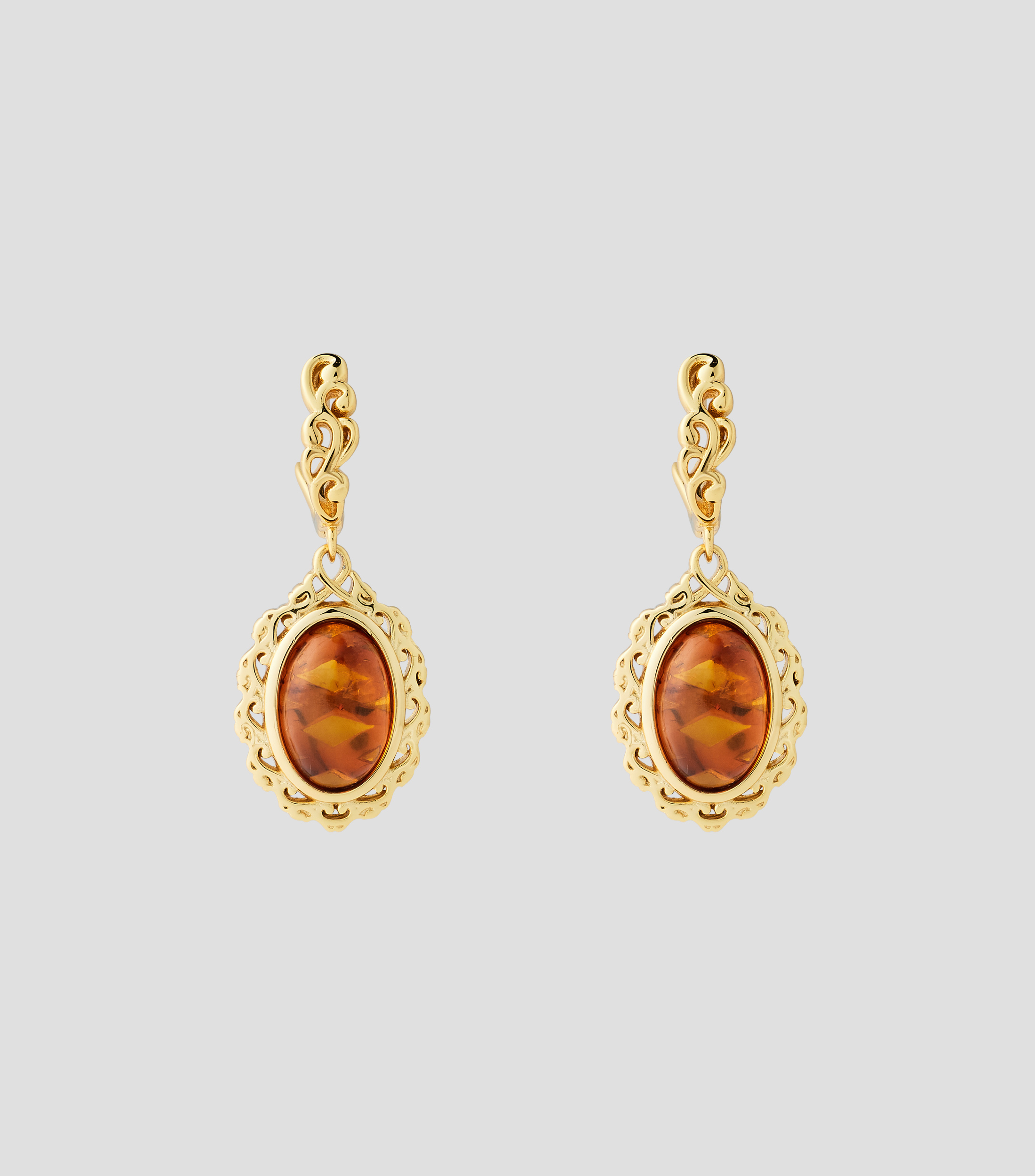 Aretes en Plata .925 con ámbar Mujer